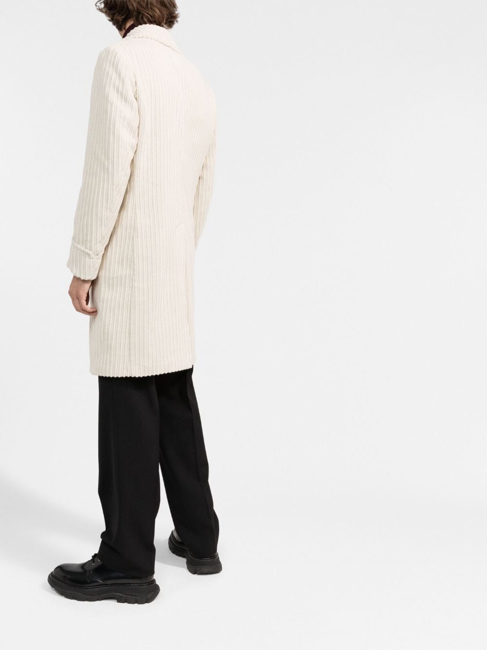 $1,795 ELEVENTY - Double-Breasted Ivory CASHMERE Corduroy Coat - 44 US (54EU)