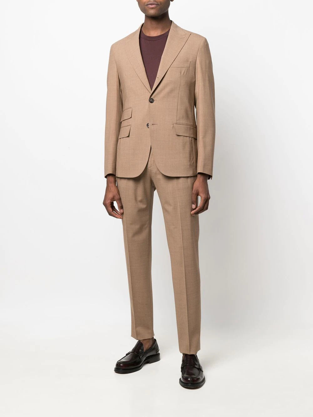 ELEVENTY - Peak Lapel Brown Semi-Lined Summer Suit - 40 US (50EU)