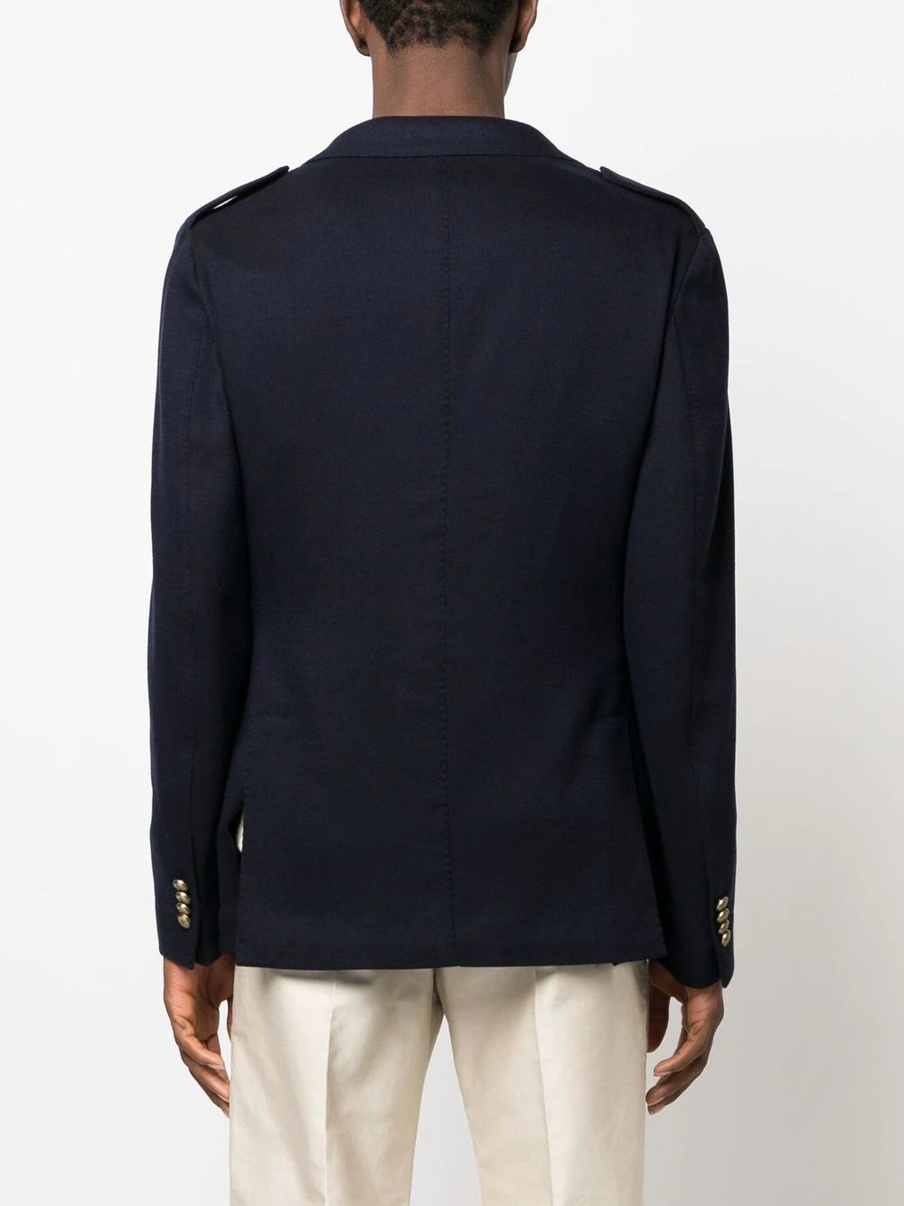 $2,045 ELEVENTY -PLATINUM Blue Wool Gold Button Safari Jacket Blazer- 40 (50EU)