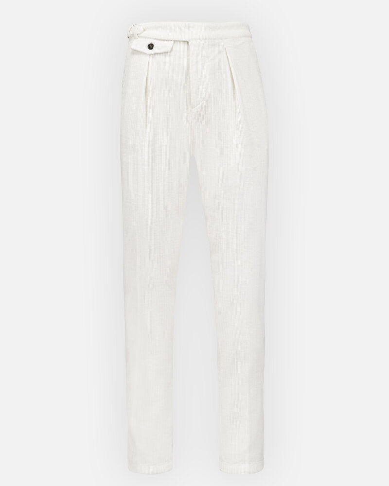 ELEVENTY - *SIDE TAB* BELTED White Corduroy Dress Pants- 33W