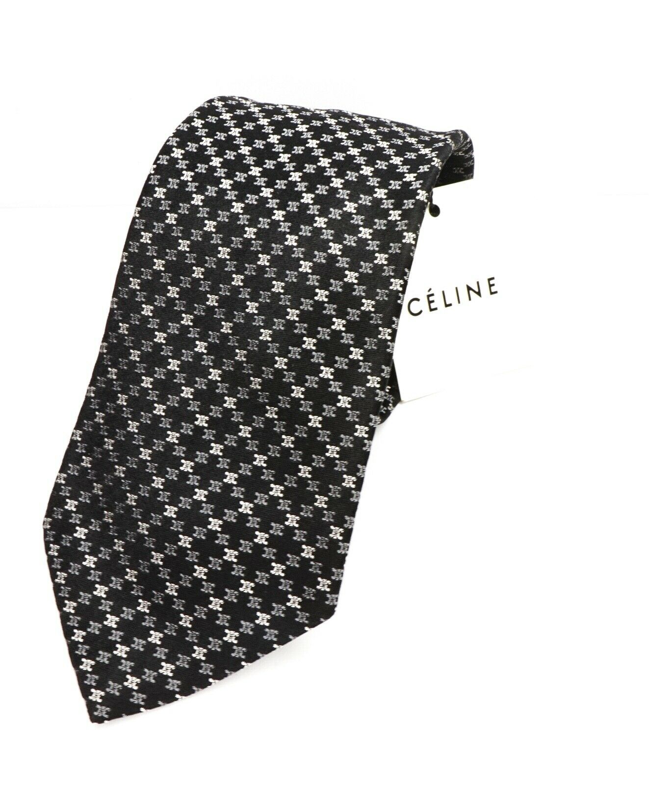 $195 CELINE - Modern Silk LOGO Necktie -