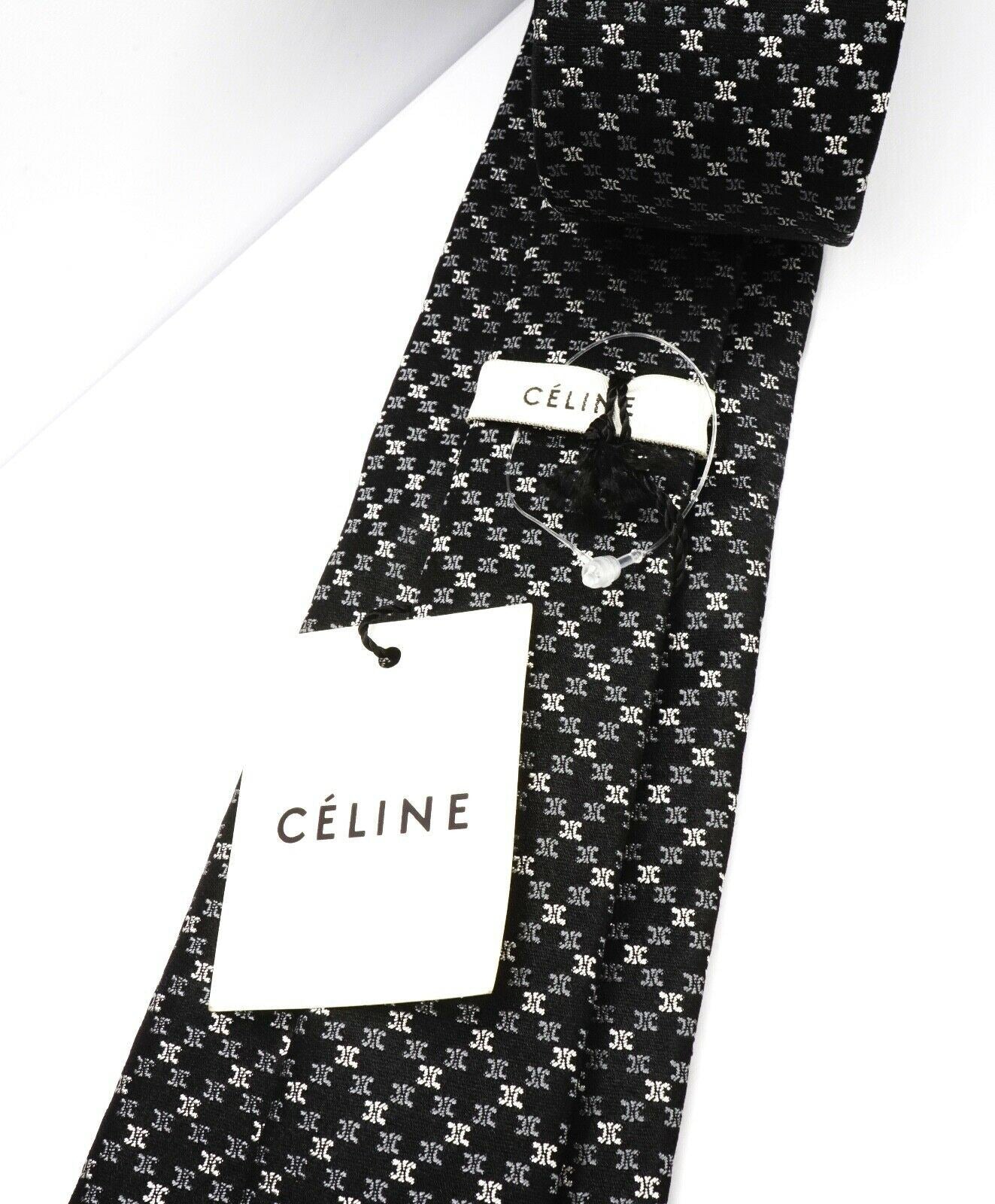 $195 CELINE - Modern Silk LOGO Necktie -