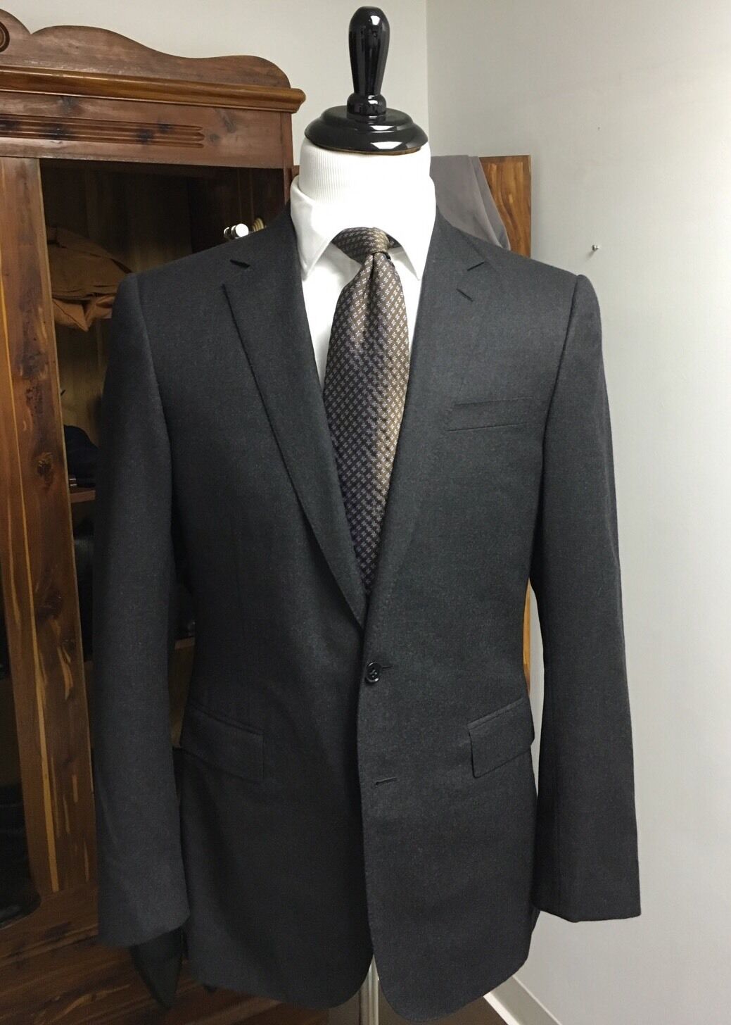 $1,995+Tax Ralph Lauren Black Label "Flannel Suit" Charcoal **Side Tabs!** Sz40L