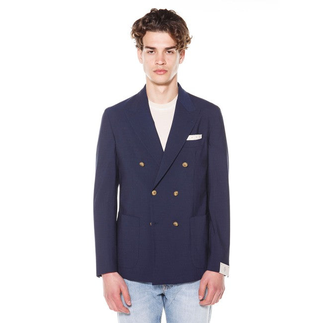 $1,195 ELEVENTY -Double Breasted Gold Button Wool/Elastane Blazer - 40 US (50EU)