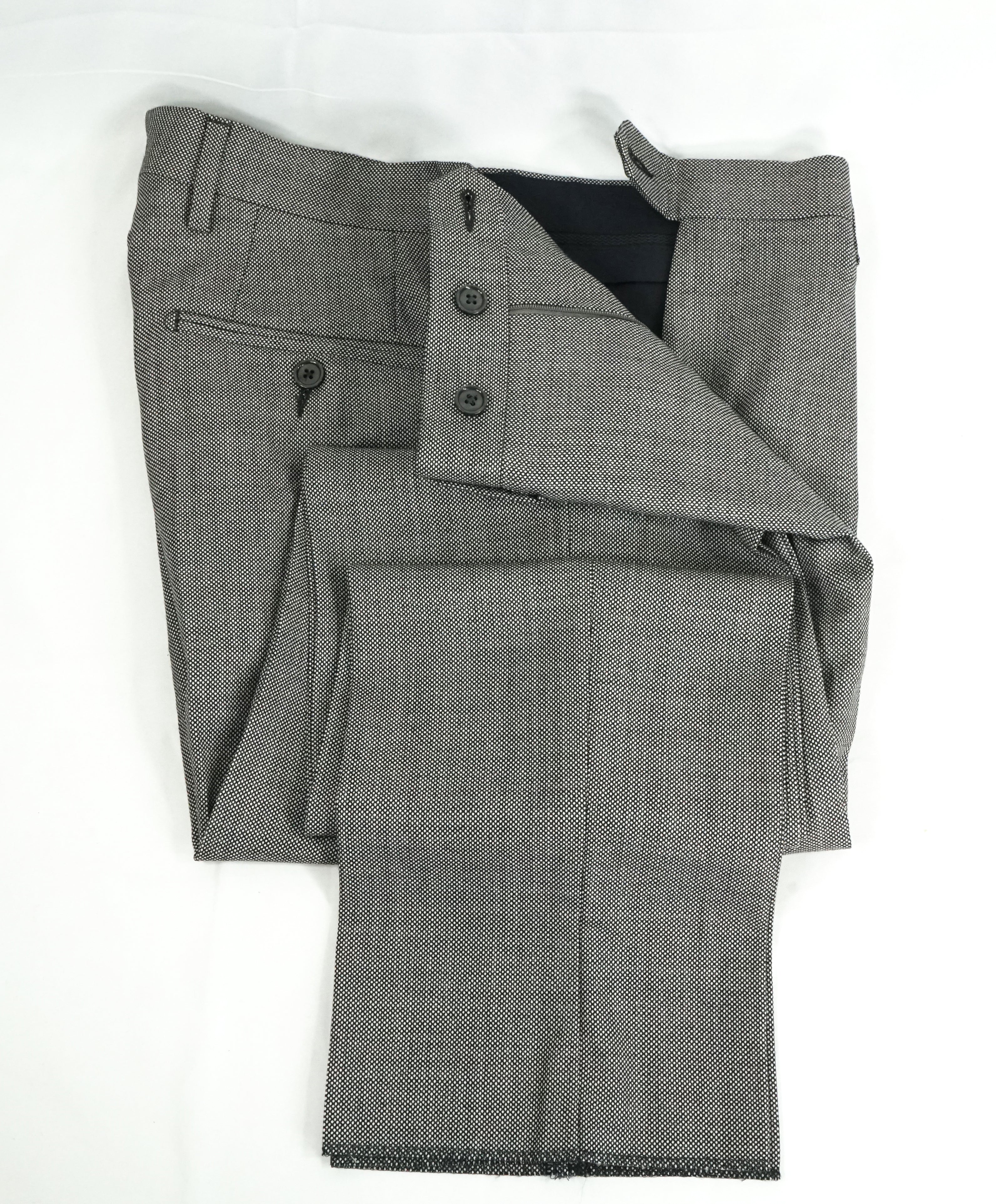 LARDINI - Unlined Salt & Pepper Diamond Weave Light Suit - 38R