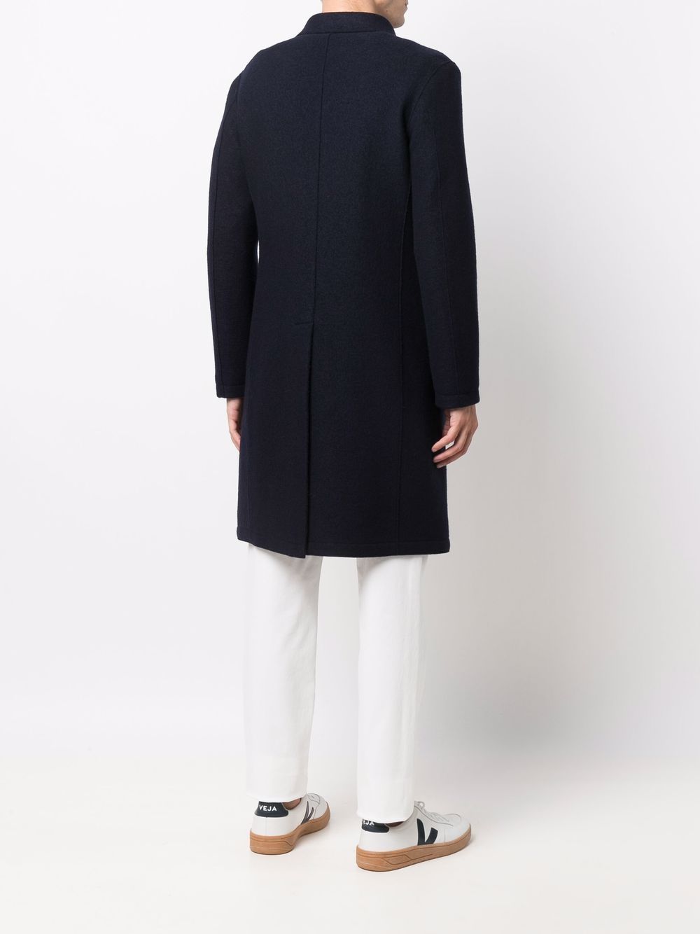 $1,395 ELEVENTY - Navy Blue Essential Pure Wool Top Coat - 40 US (50EU)