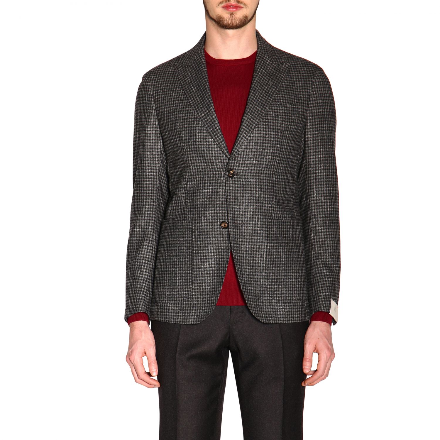 ELEVENTY - Brown Check Semi-Lined LINEN/WOOL/COTTON Blazer - 44 (54 EU)