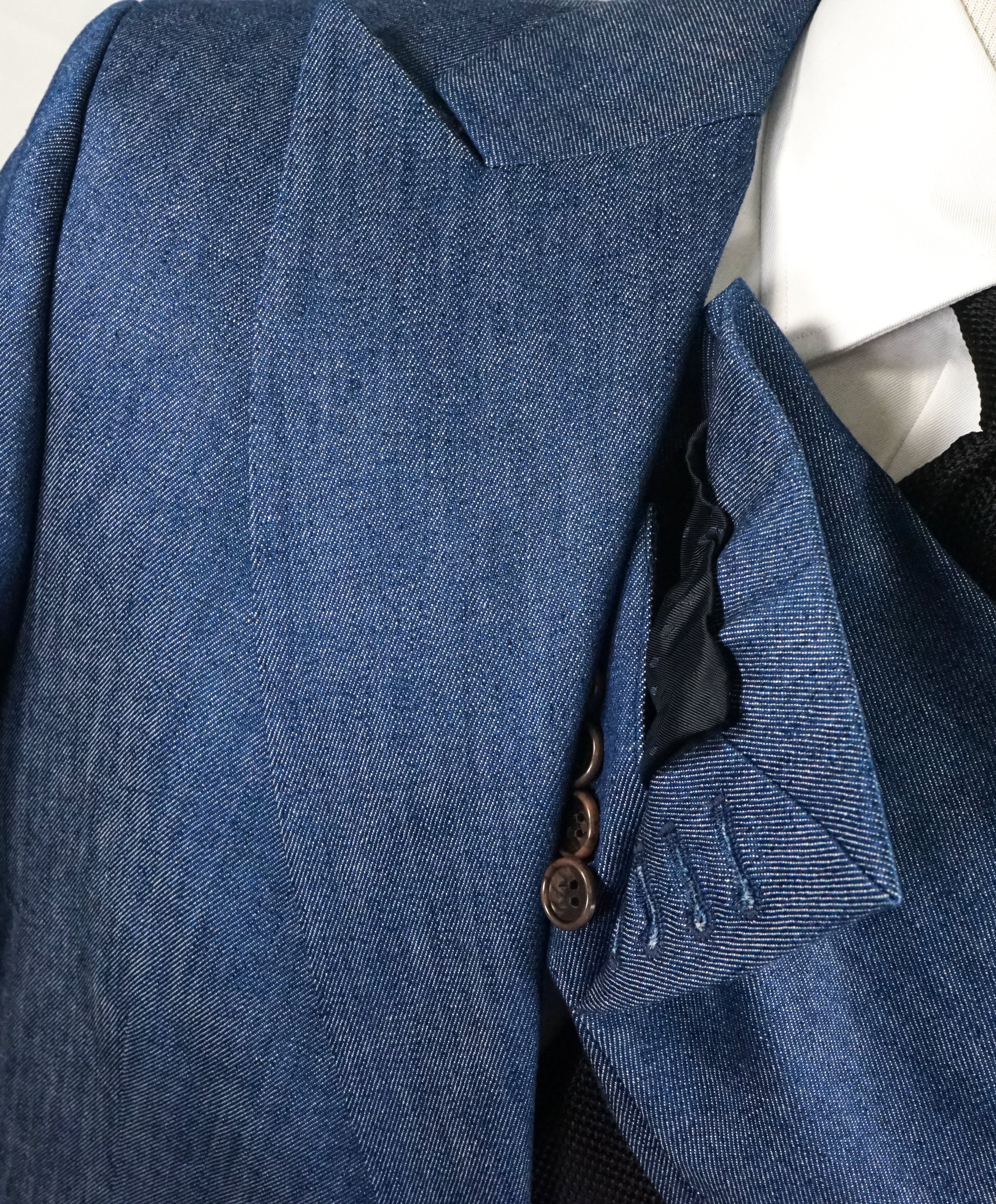 ABC M2- Wide Peak Lapel Made In Italy Denim Tom Ford Style Suit - 42R