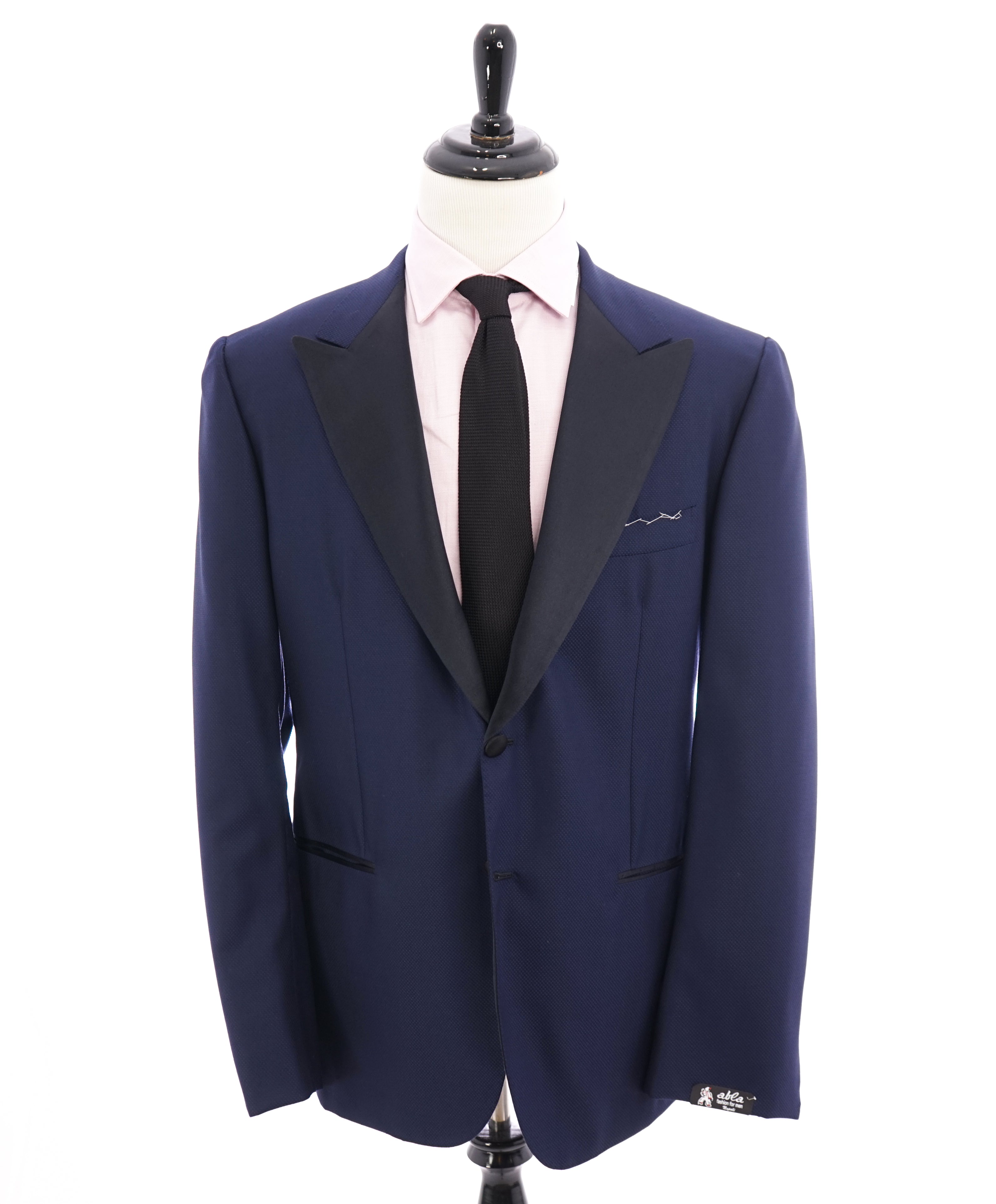 ABLA - Wide Peak Lapel Royal Blue Oxford Weave Blazer "TOM FORD STYLE" - 48R