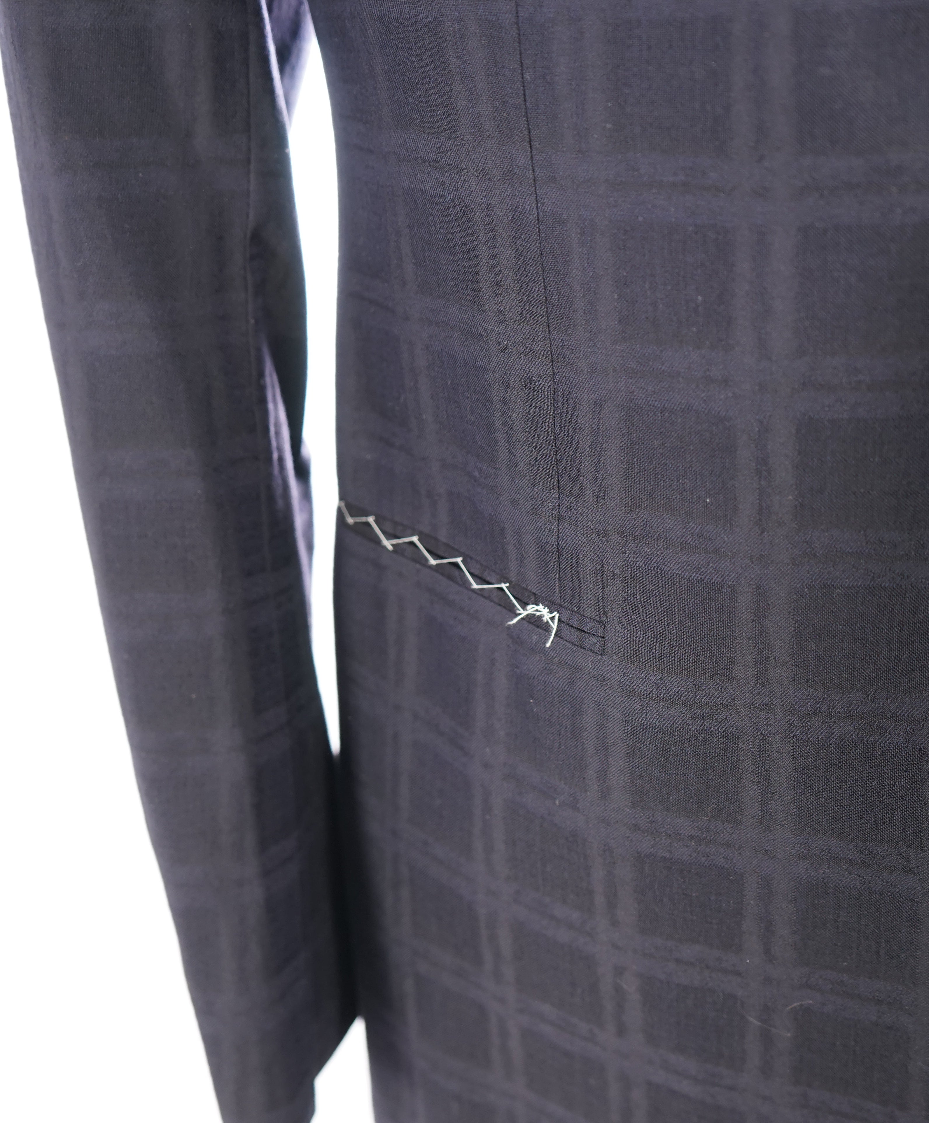 ABLA - Wide Peak Lapel Tonal Plaid Check Blazer "TOM FORD STYLE" - 42R