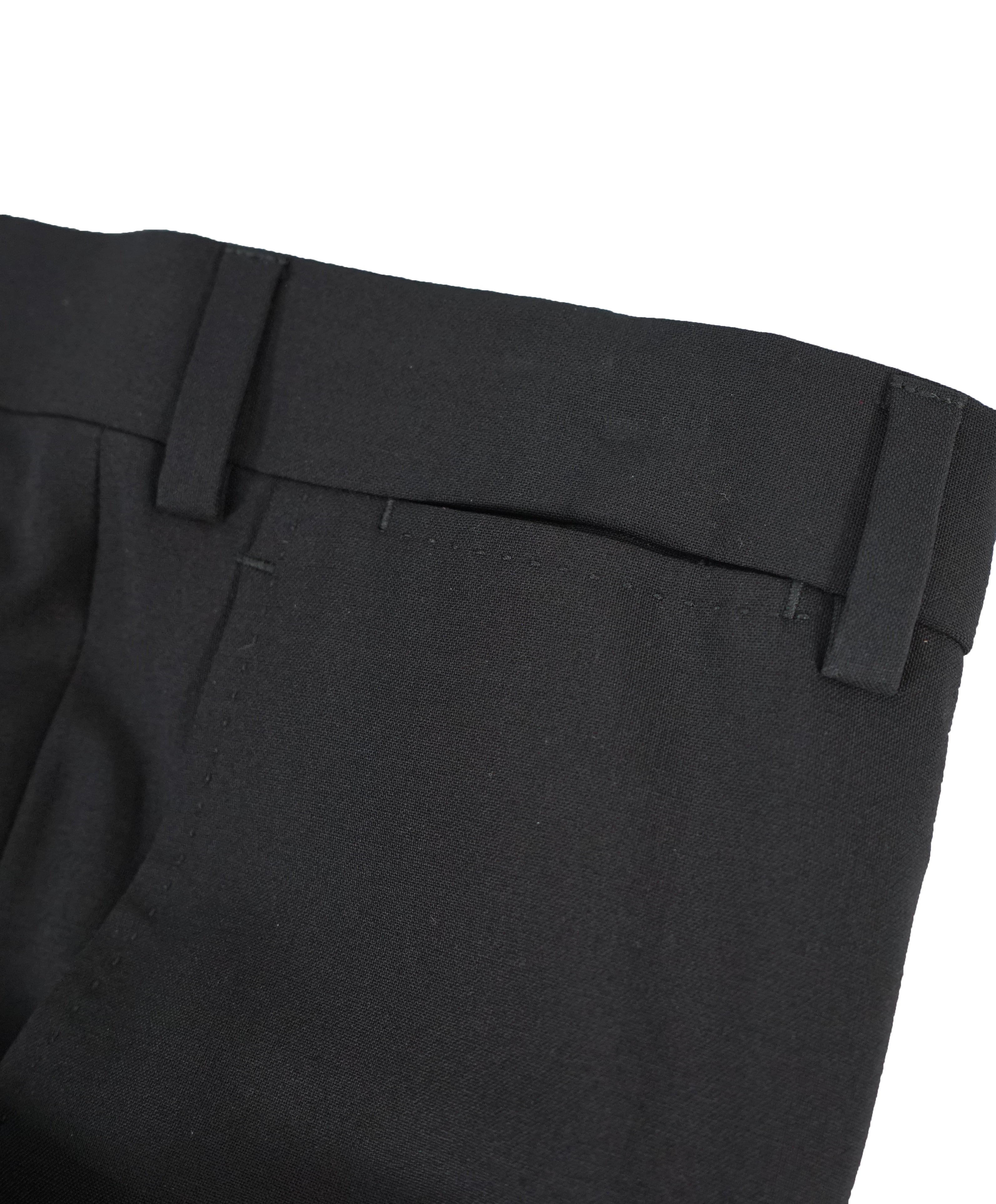 ARMANI COLLEZIONI -Solid Black Flat Front Dress Pants Pick Stitching & Coin Pocket- 32W