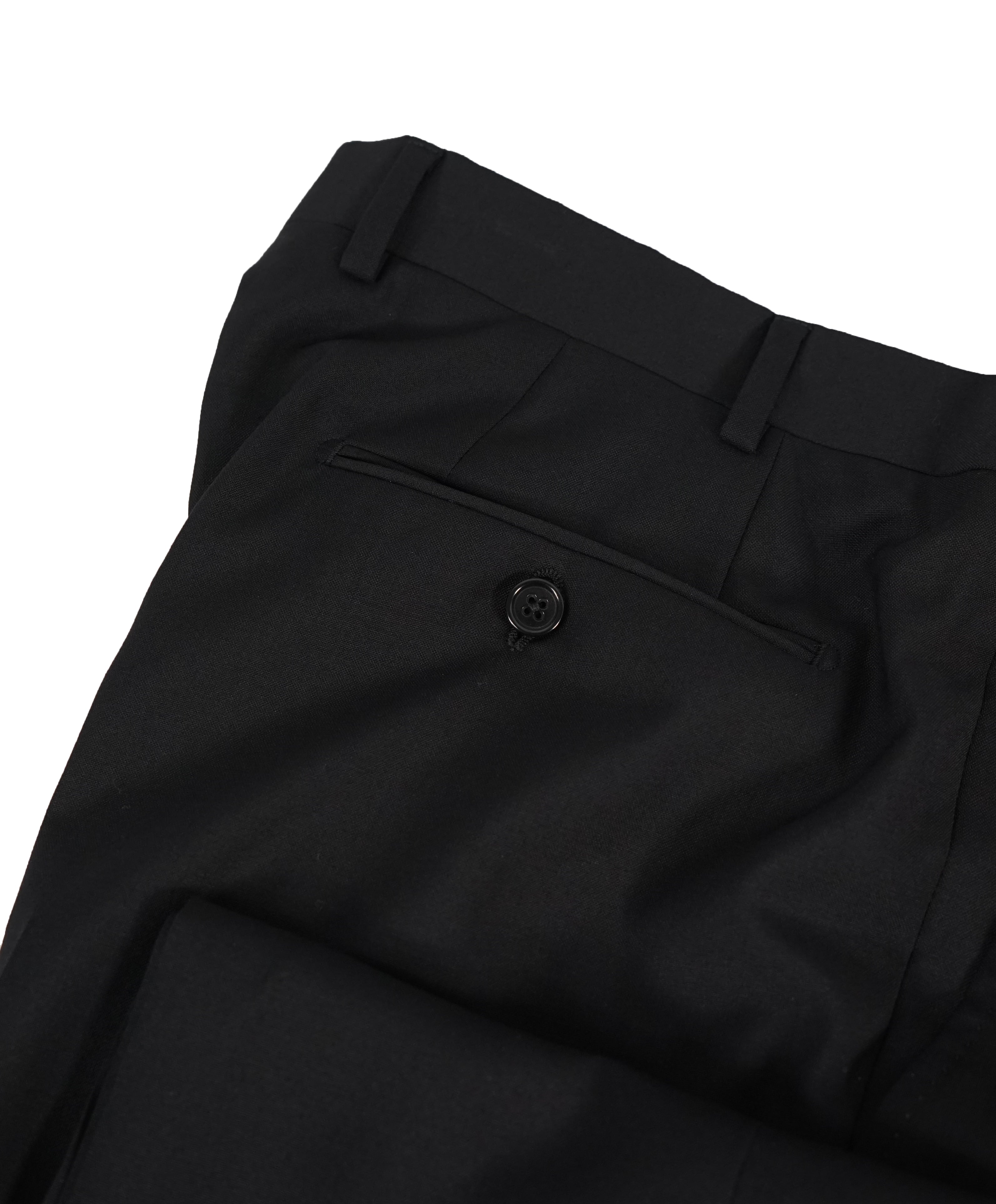 ARMANI COLLEZIONI -Solid Black Flat Front Dress Pants Pick Stitching & Coin Pocket- 32W