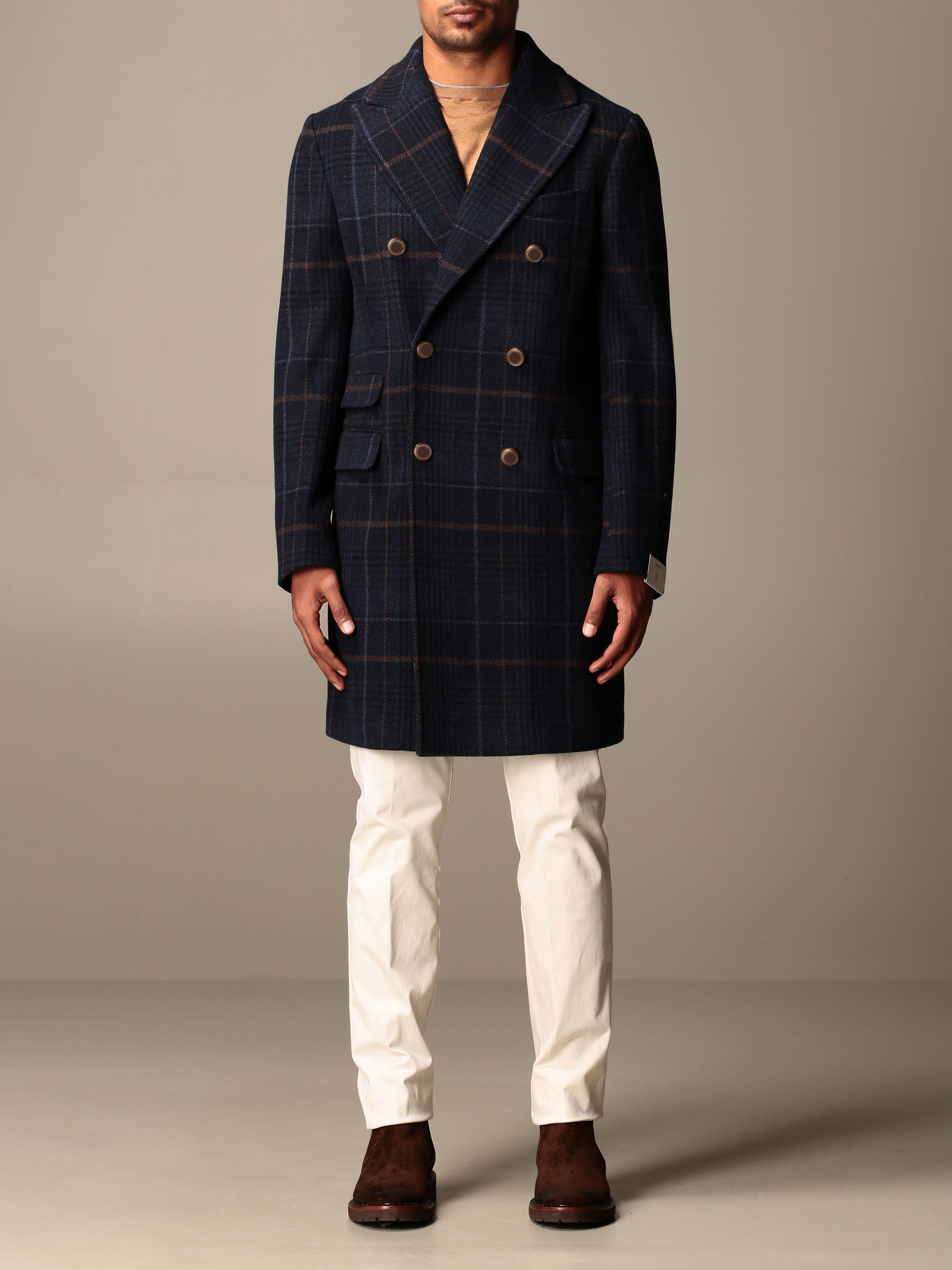 $2,000 ELEVENTY - Double-Breasted Blue CASHMERE Wool Coat - 42 US (52EU)