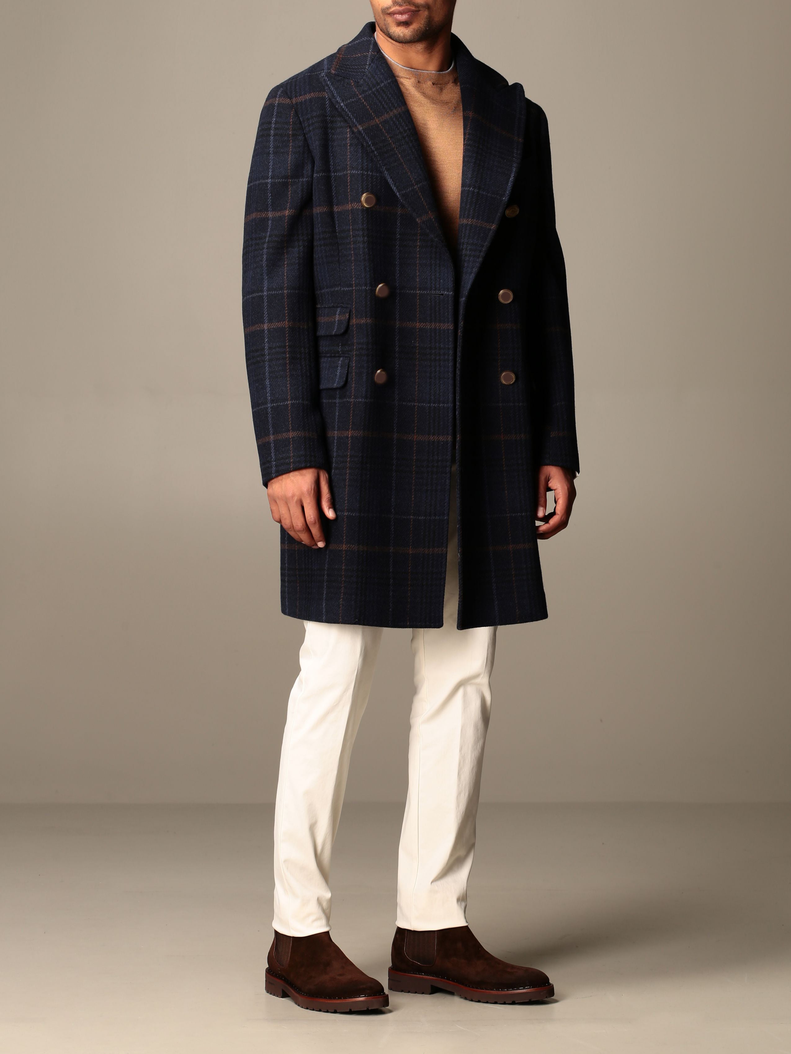 $2,000 ELEVENTY - Double-Breasted Blue CASHMERE Wool Coat - 42 US (52EU)