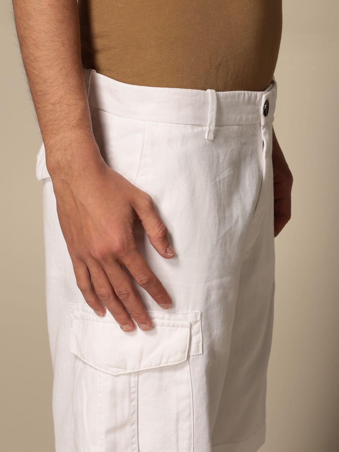 $245 ELEVENTY - LINEN Blend BERMUDA Cargo Chino Shorts Pants  - 33W