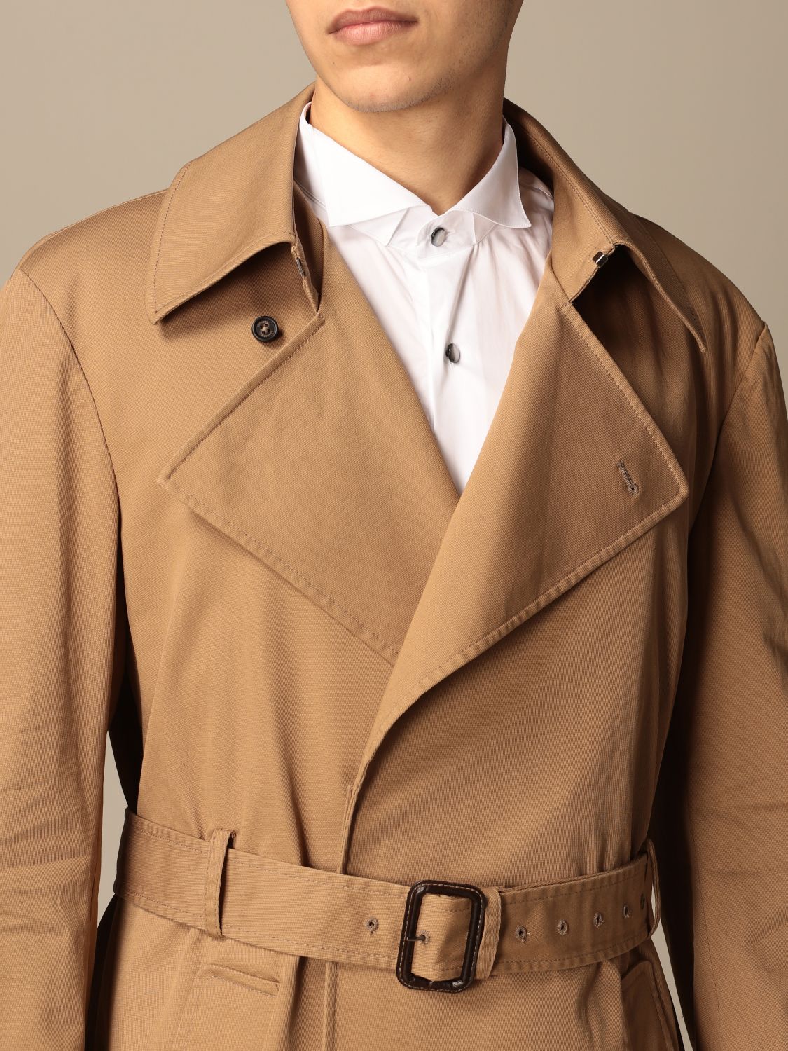 $1,495 ELEVENTY - Camel Trench Coat Jacket In Cotton With Belt Coat- 40 (50EU)