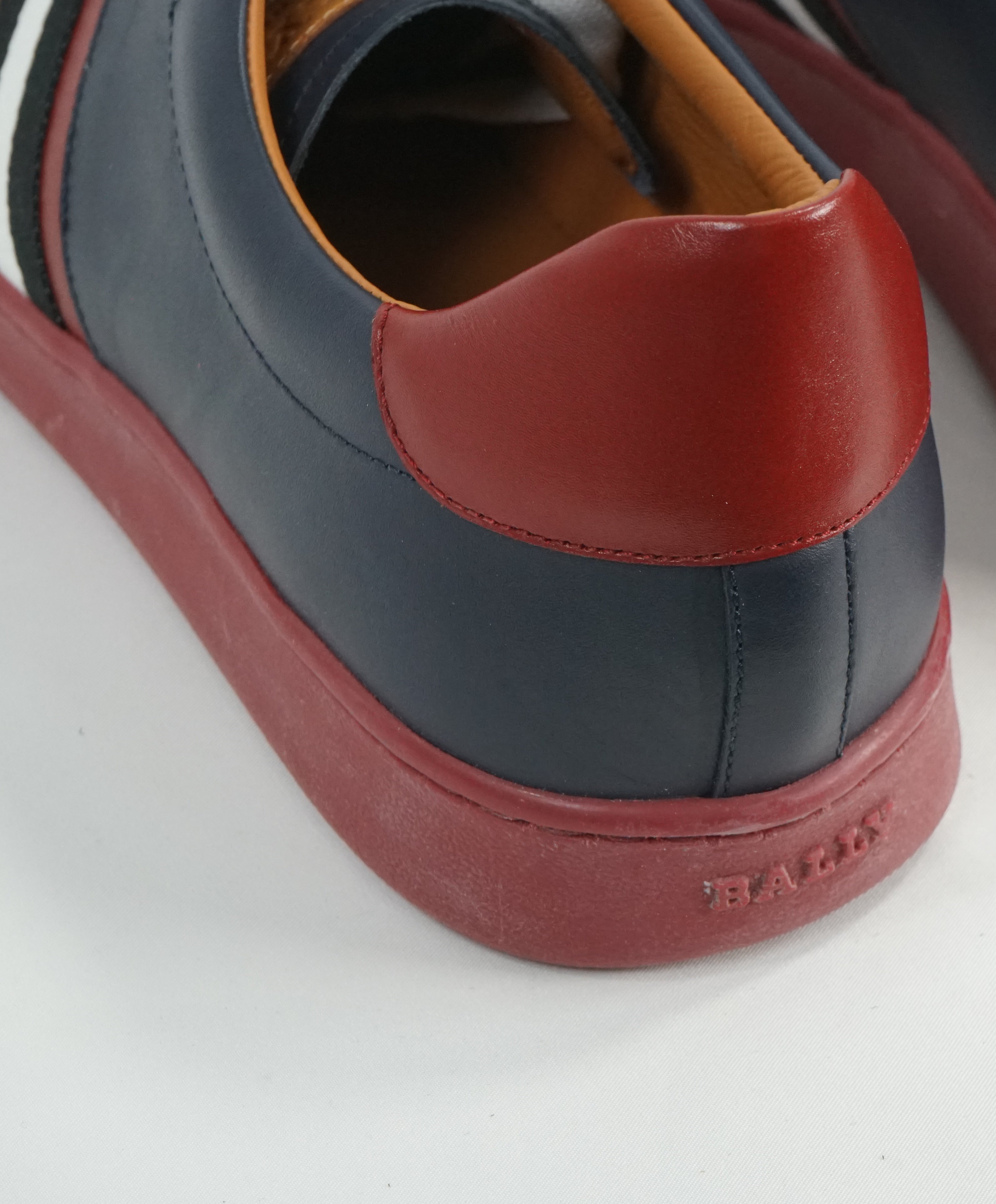 BALLY - “ASOR” Low-Top Blue Leather Logo Sneakers w Red Sole - 10US