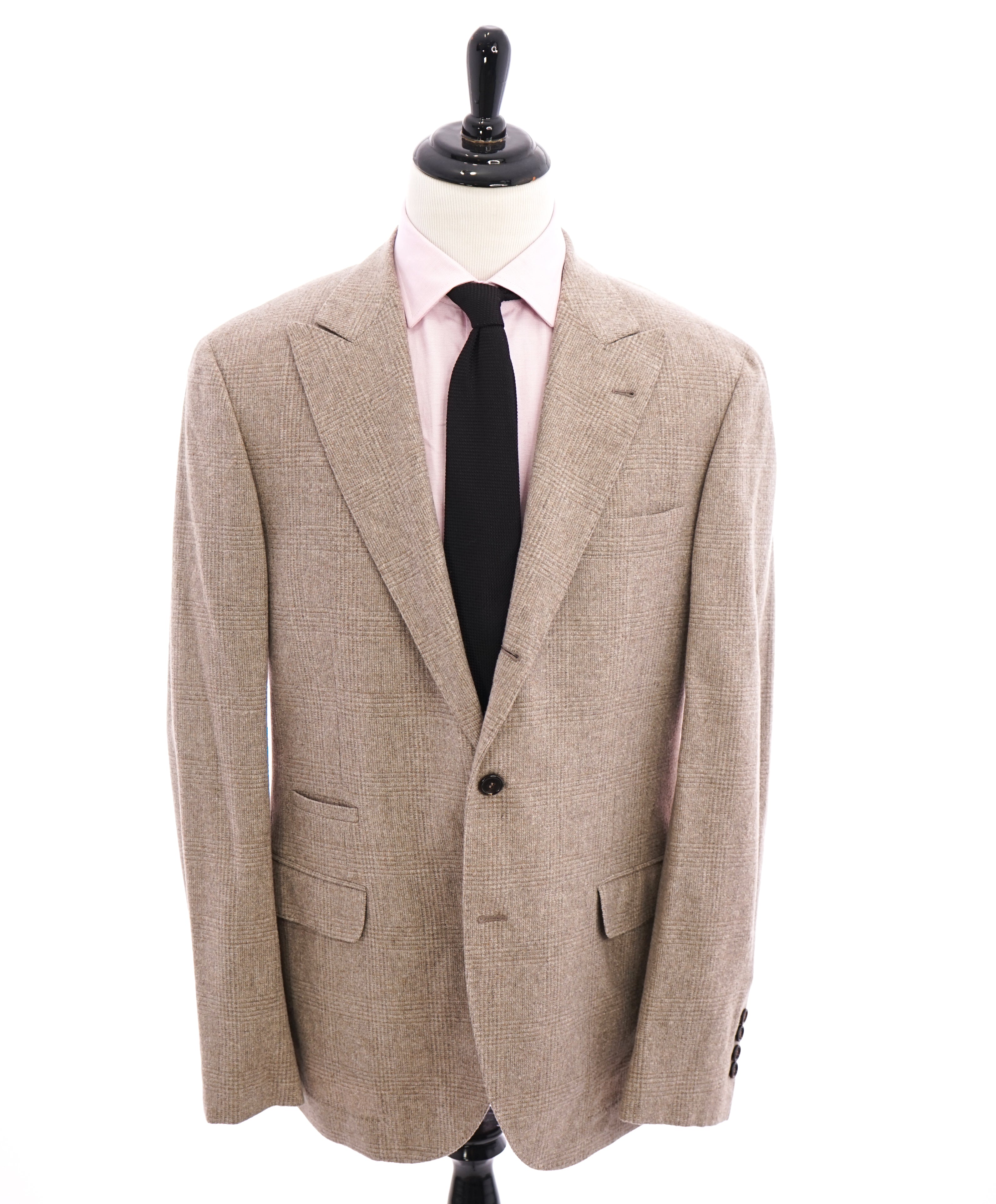 BRUNELLO CUCINELLI - CASHMERE/SILK/WOOL Blend Wool Camel Check Blazer- 48R