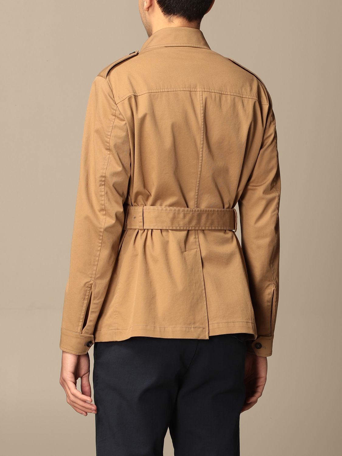 $1,295 ELEVENTY - Saharan Style Jacket In Cotton With Belt Coat- 40 (50EU)