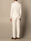 ELEVENTY - Double-Breasted Ivory COTTON / LINEN Gold Button Suit - 40R