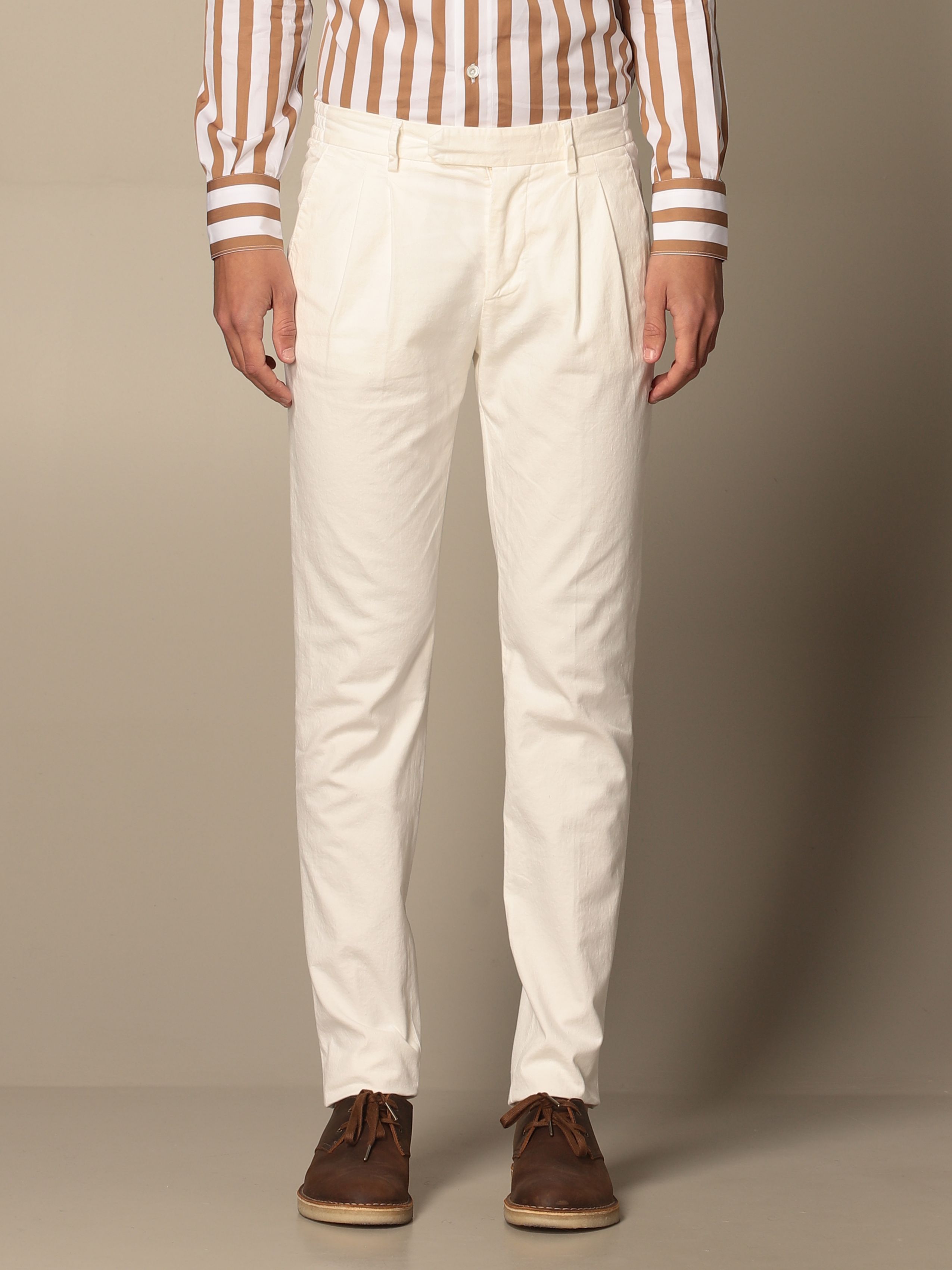 ELEVENTY - Double-Breasted Ivory COTTON / LINEN Gold Button Suit - 40R