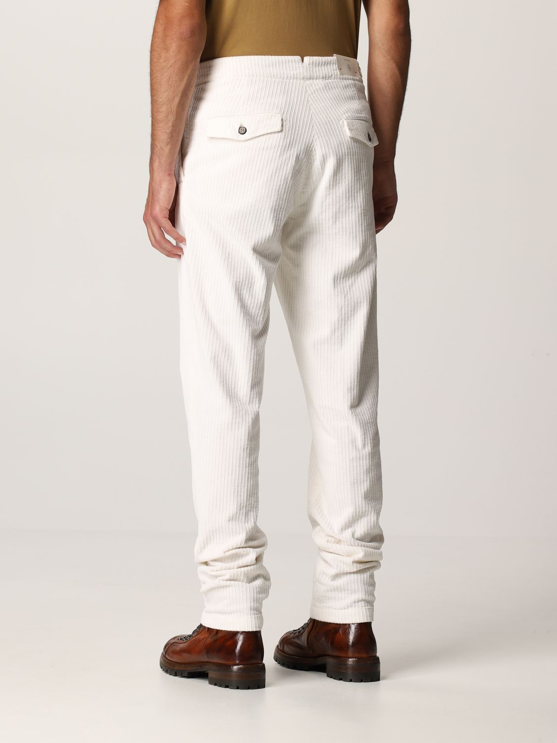 ELEVENTY - *SIDE TAB* BELTED White Corduroy Dress Pants- 33W