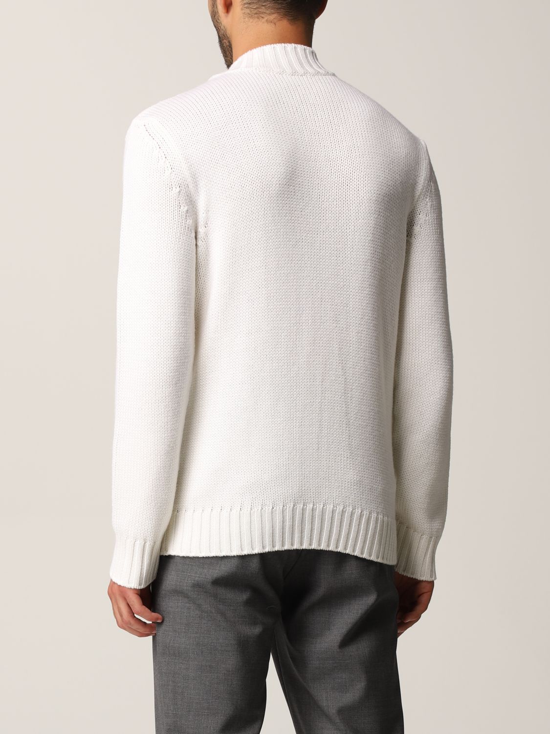 $495 ELEVENTY - Cable Knit Mock Neck Ivory Pure Wool Sweater - M