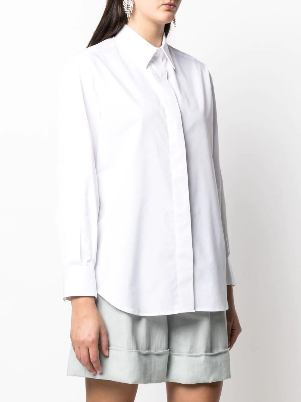 $495 ELEVENTY - White Puff Open Sleeve Dress Shirt Cotton - 8 / 46