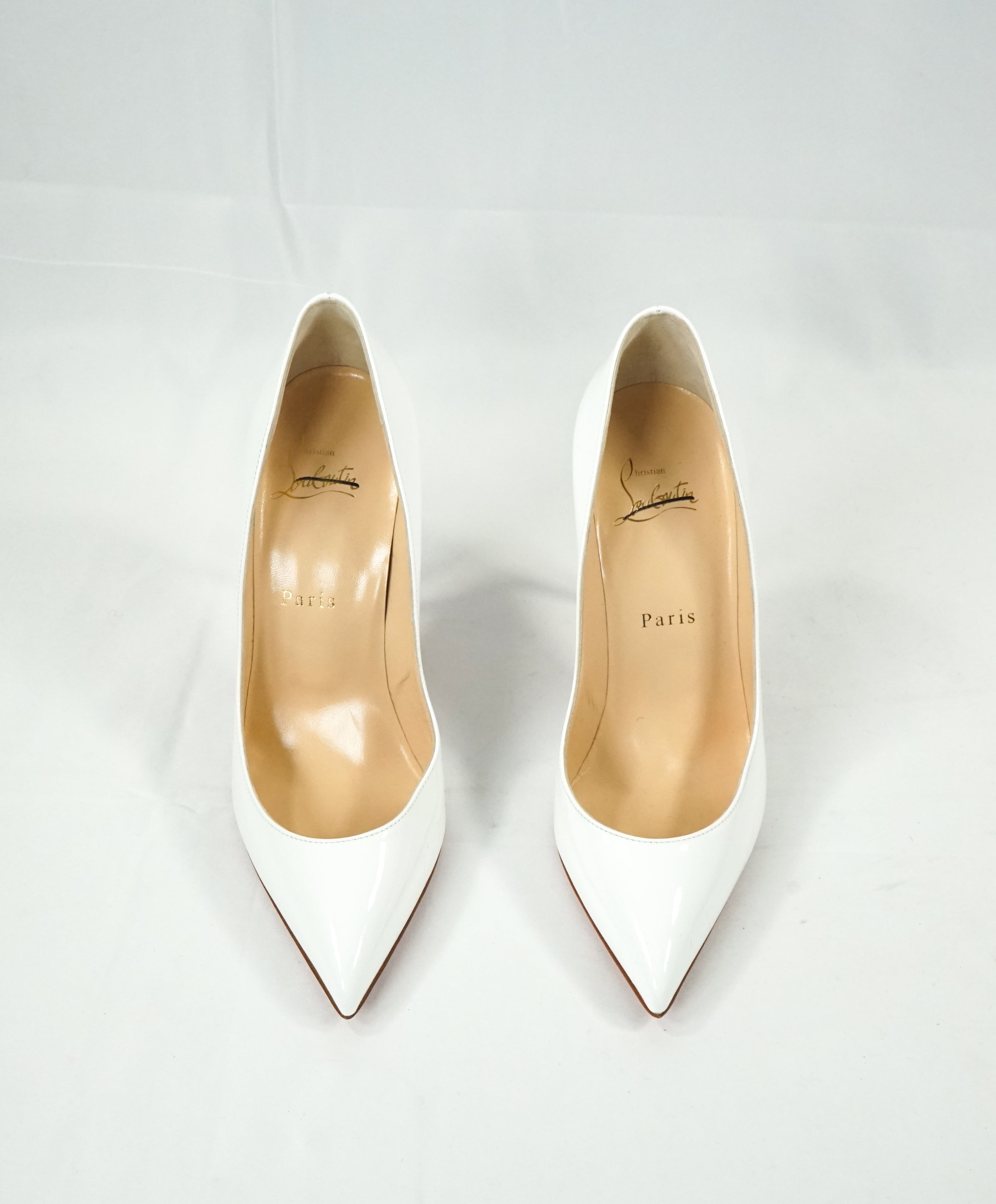 CHRISTIAN LOUBOUTIN - "Pigalle Follies 100" Patent Leather Pumps Latte - R-38 L-37.5