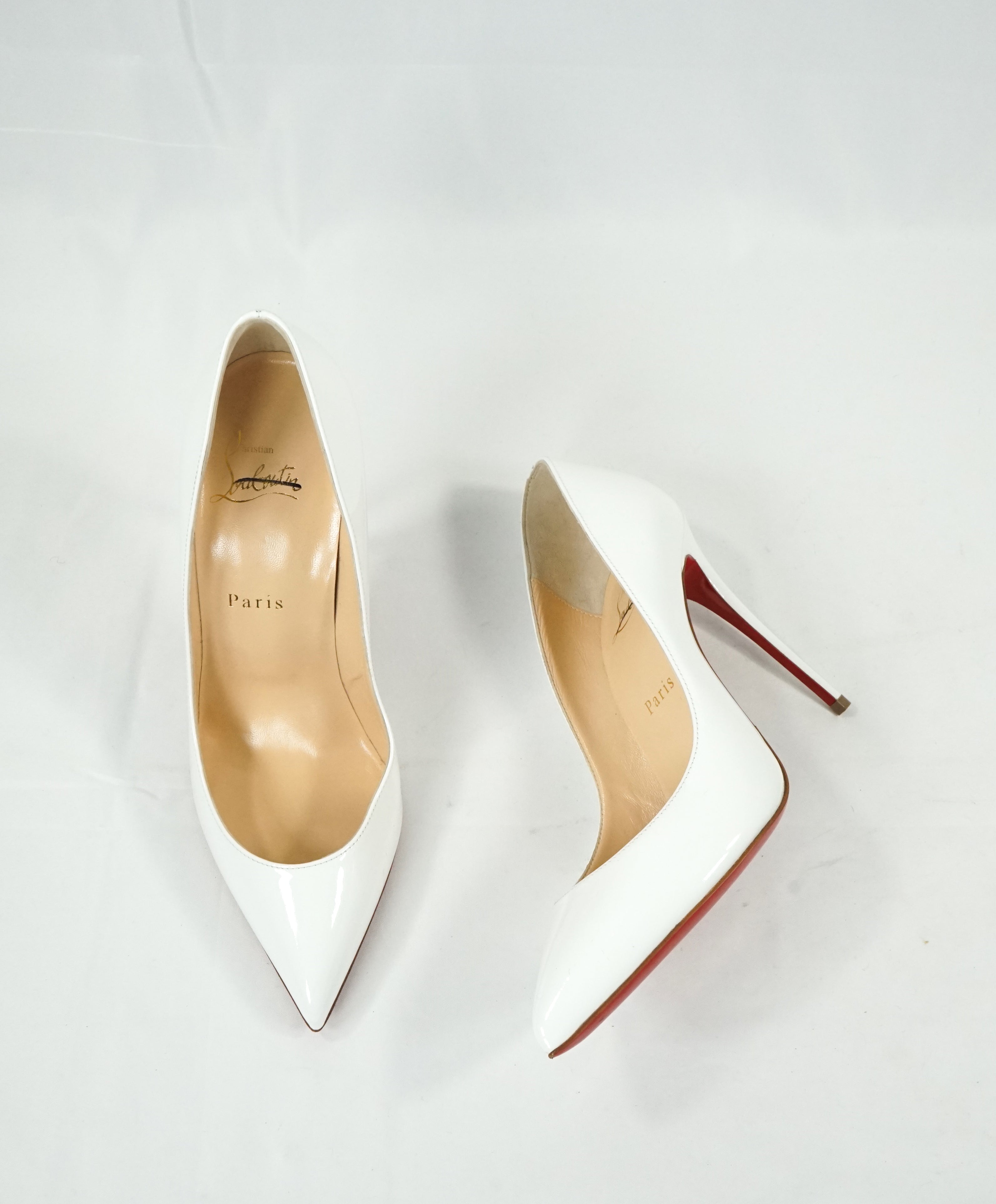 CHRISTIAN LOUBOUTIN - "Pigalle Follies 100" Patent Leather Pumps Latte - R-38 L-37.5