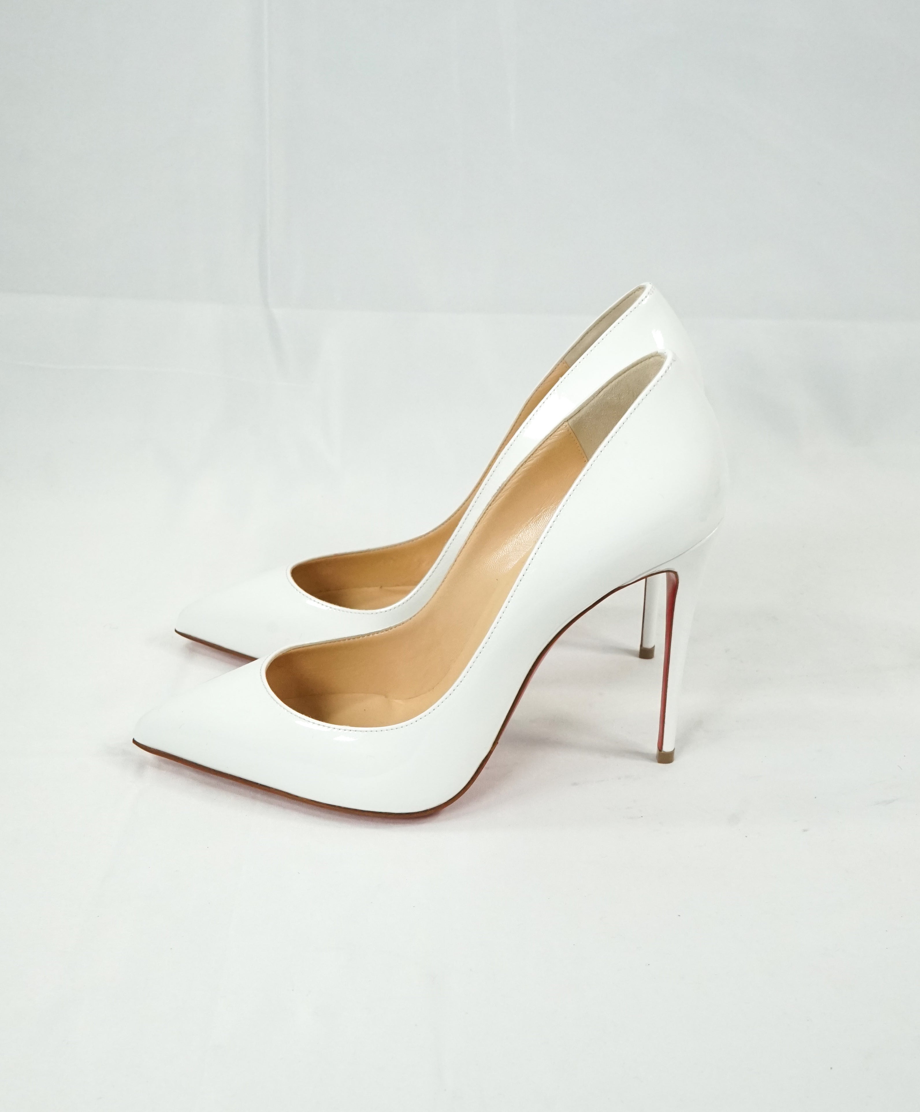 CHRISTIAN LOUBOUTIN - "Pigalle Follies 100" Patent Leather Pumps Latte - R-38 L-37.5