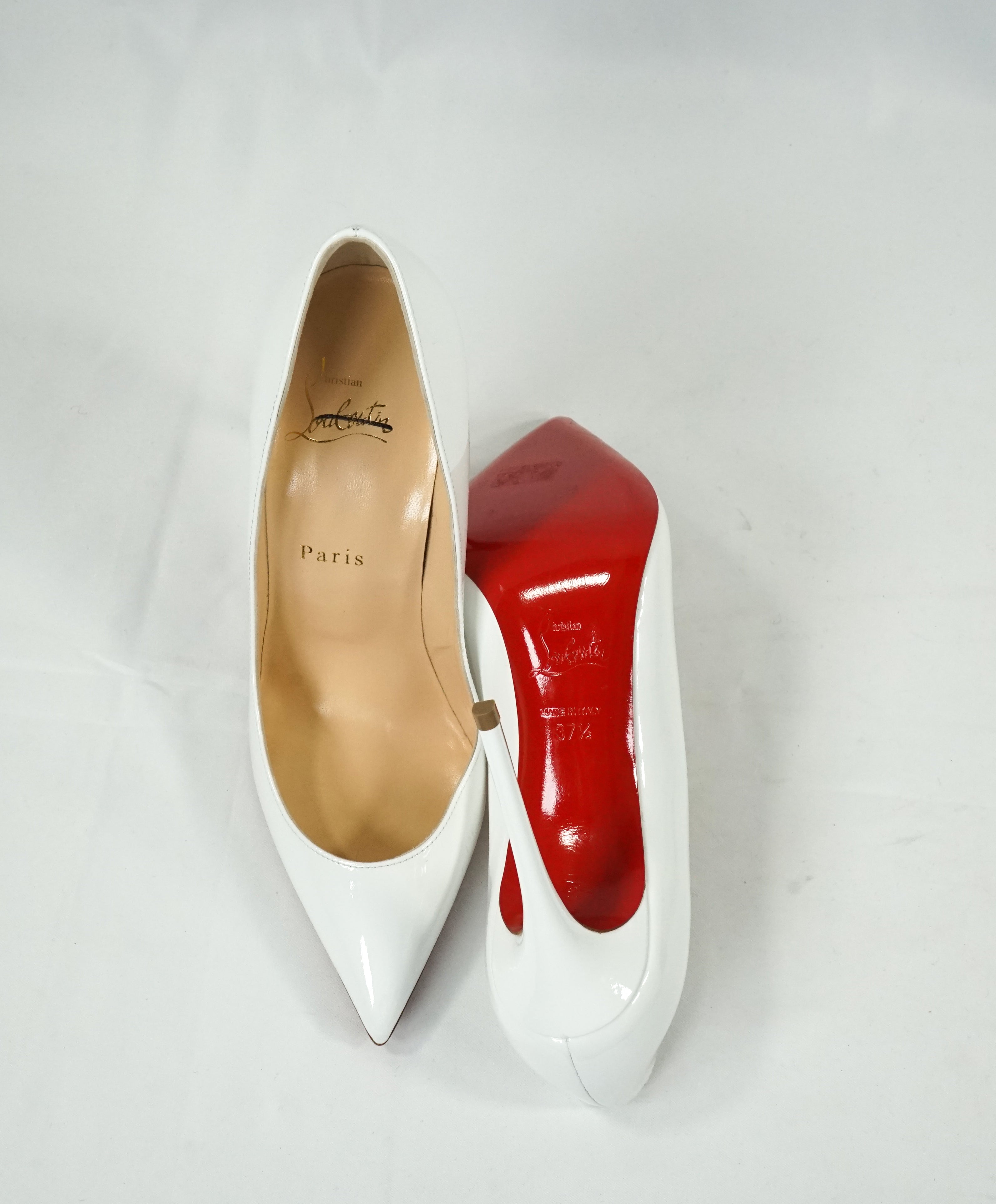 CHRISTIAN LOUBOUTIN - "Pigalle Follies 100" Patent Leather Pumps Latte - R-38 L-37.5