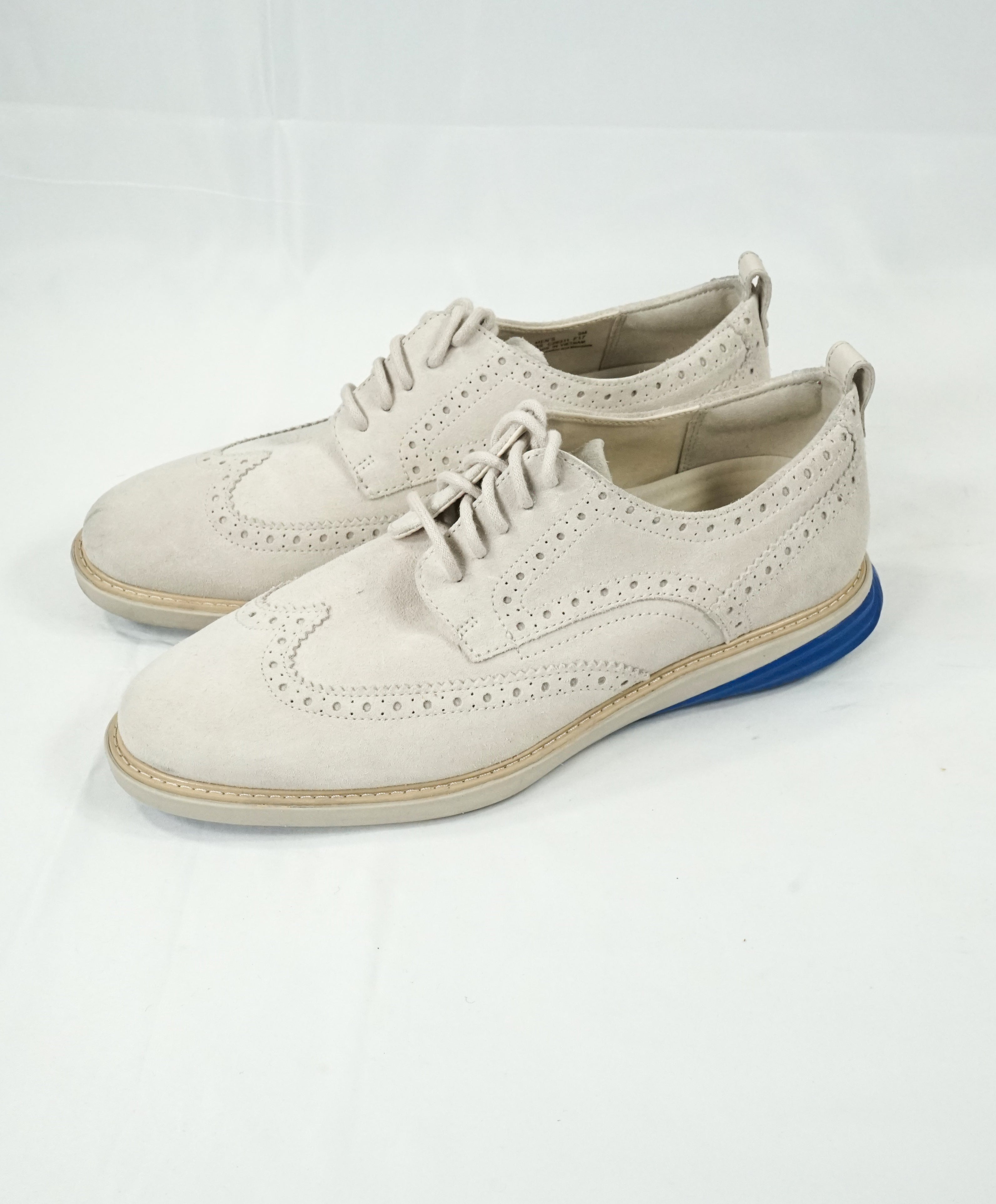 COLE HAAN - GrandEvolution Suede Off White Brogue Oxfords - 9