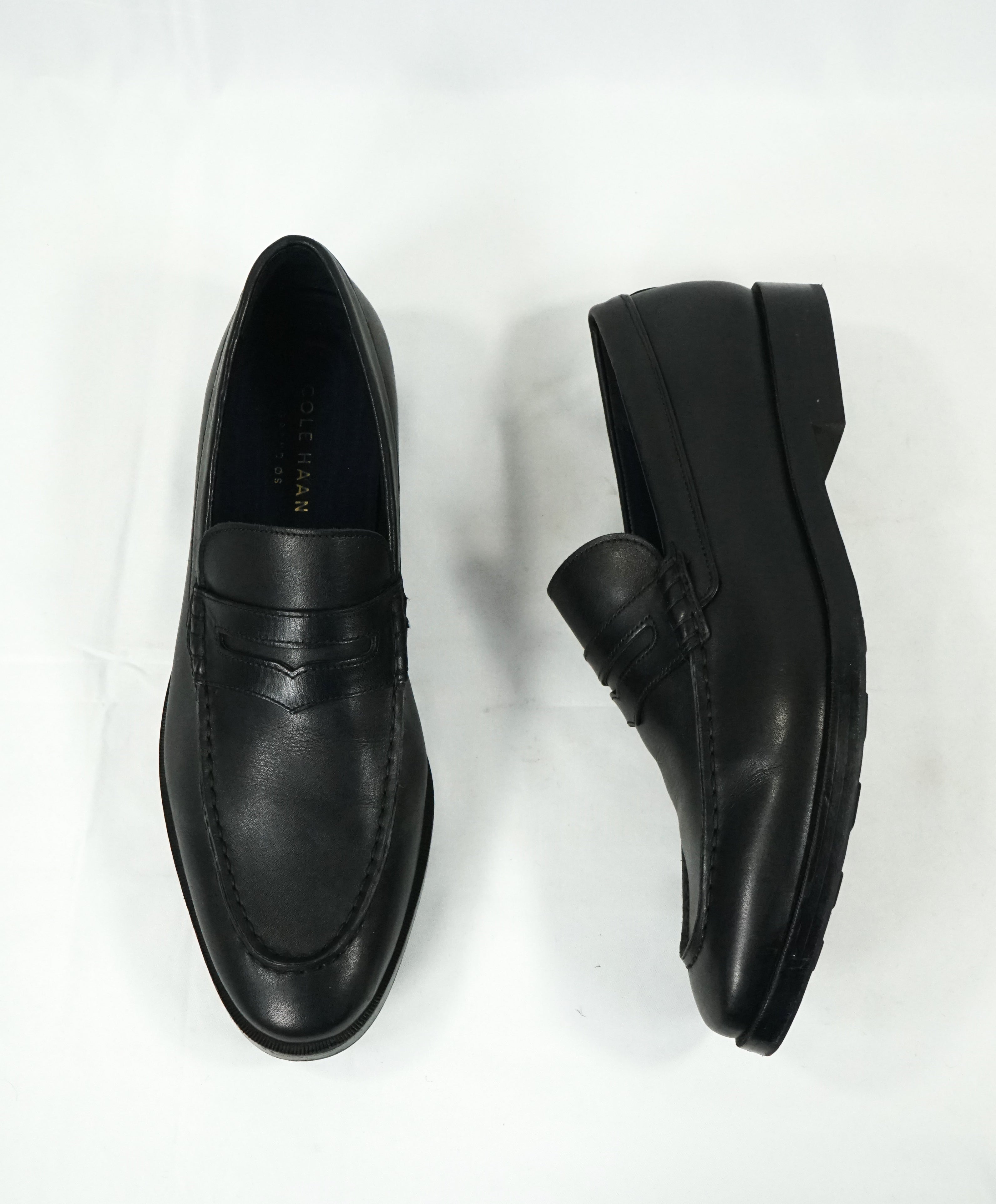 COLE HAAN - Grand OS Black V Penny Loafers - 10.5