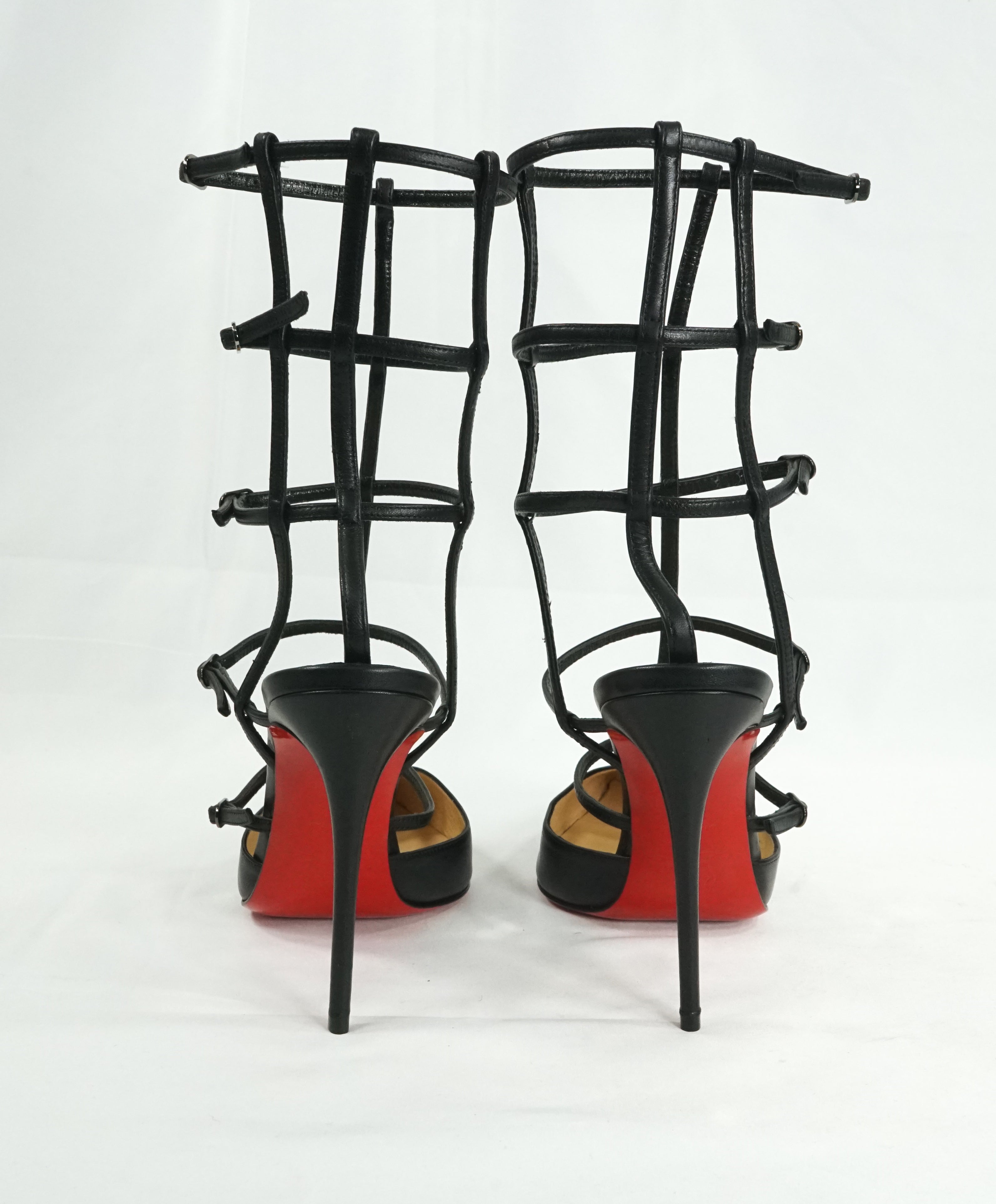 CHRISTIAN LOUBOUTIN - "Kadreyana 100mm" Caged Red Sole Pump Black - 8.5