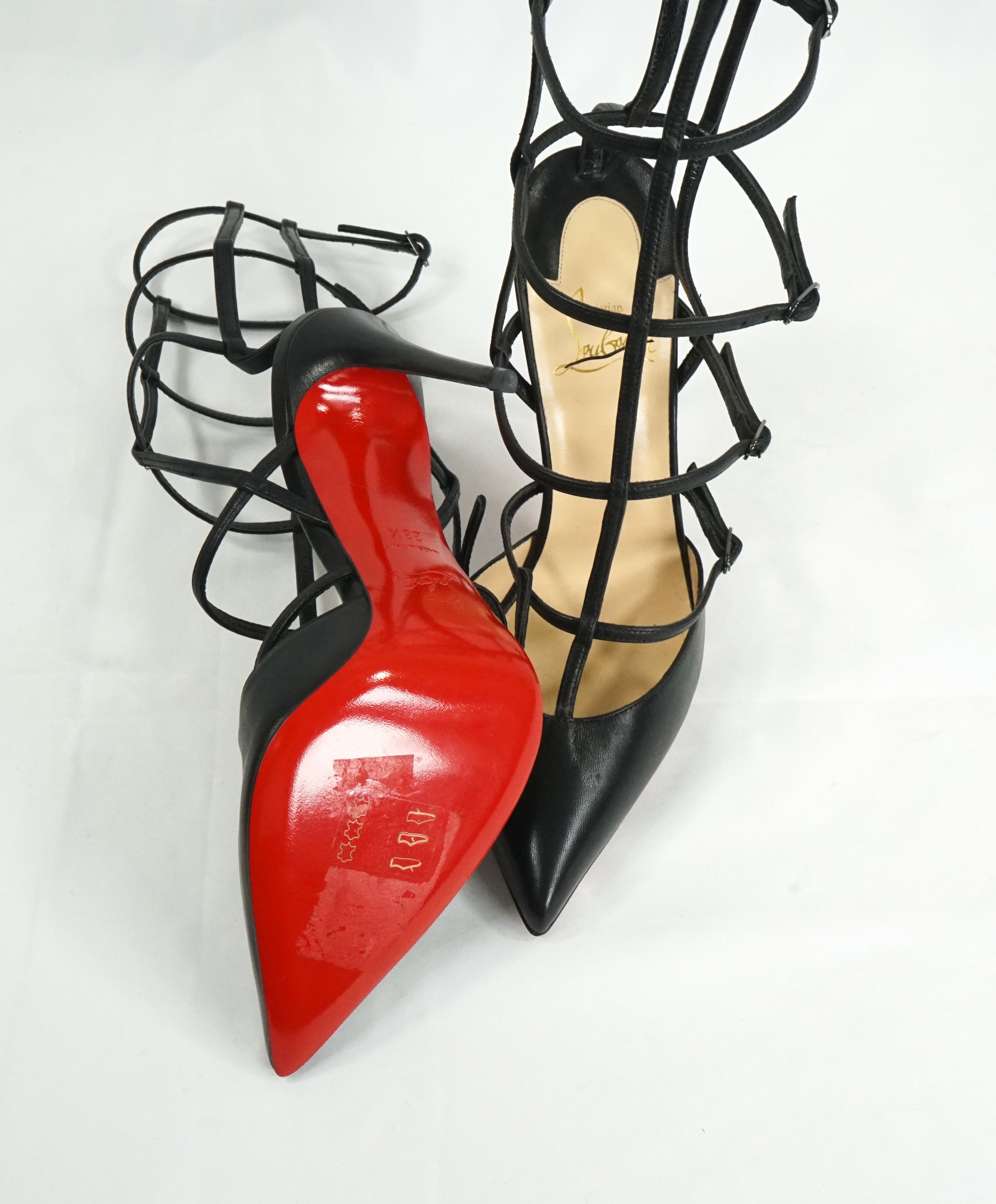 CHRISTIAN LOUBOUTIN - "Kadreyana 100mm" Caged Red Sole Pump Black - 8.5