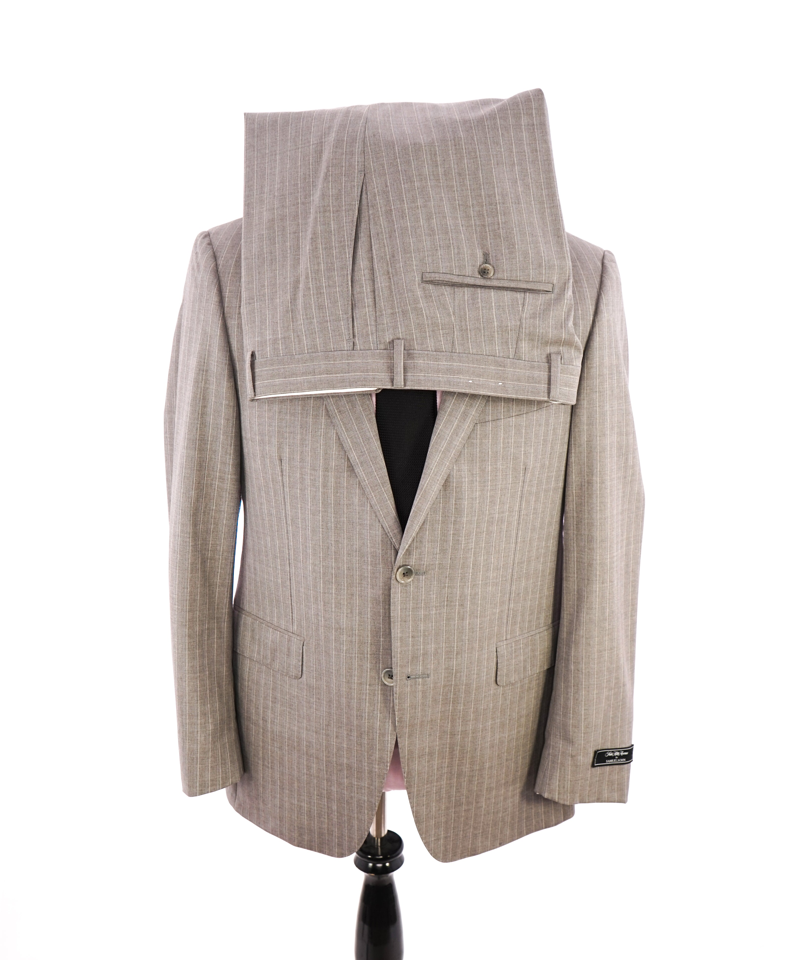 SAMUELSOHN - SUPER 130's Neutral Stripe Notch Lapel "SB YARDLEY" Suit - 40R