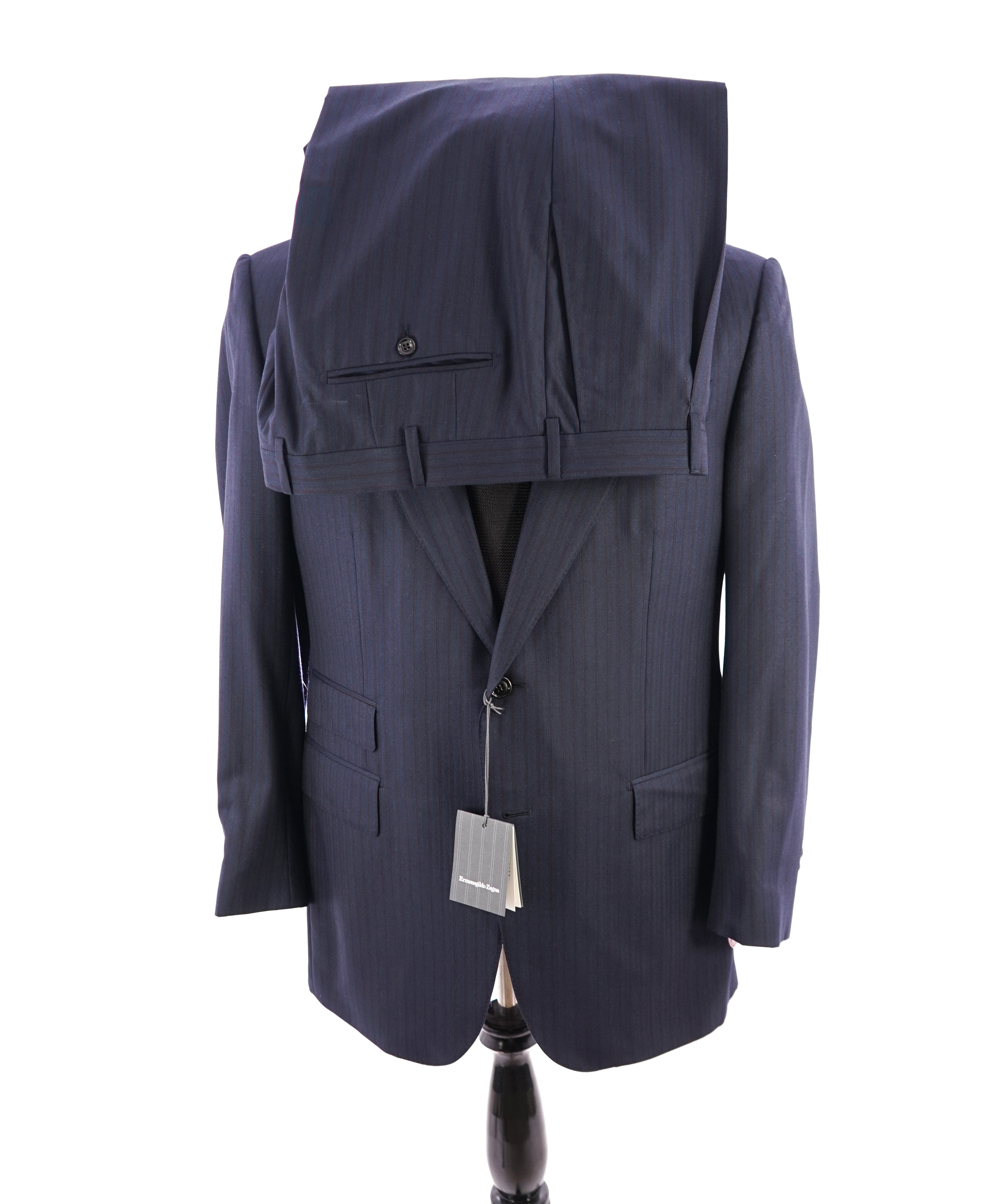 ERMENEGILDO ZEGNA -"TROFEO 600" WIDE LAPEL Blue & Burgundy Suit - 44R