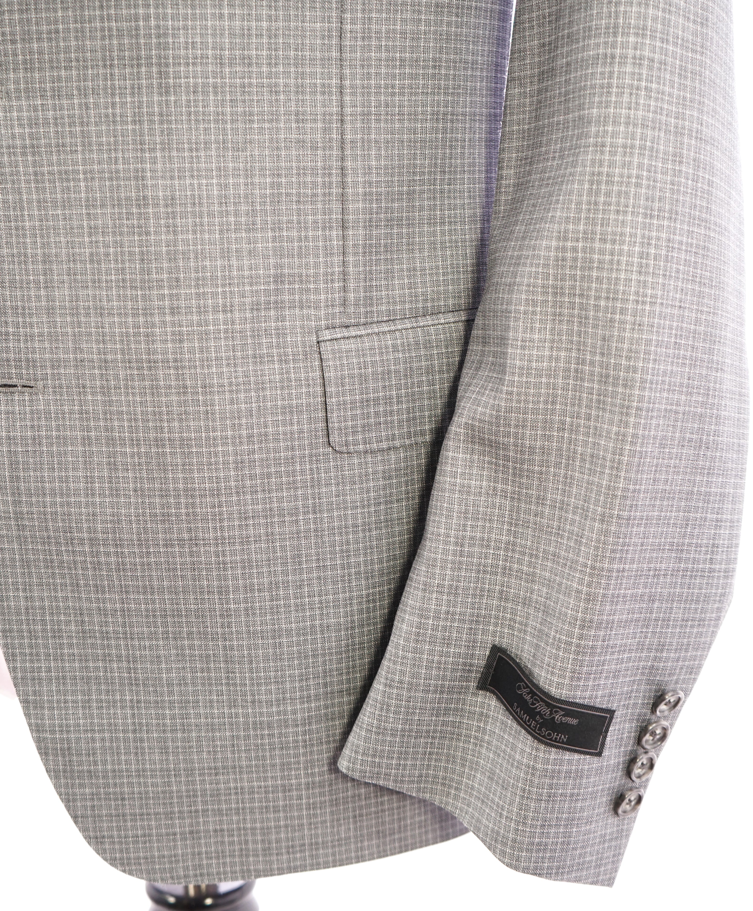 SAMUELSOHN - SUPER 130's Gray Check Plaid Premium Grade Blazer - 46R