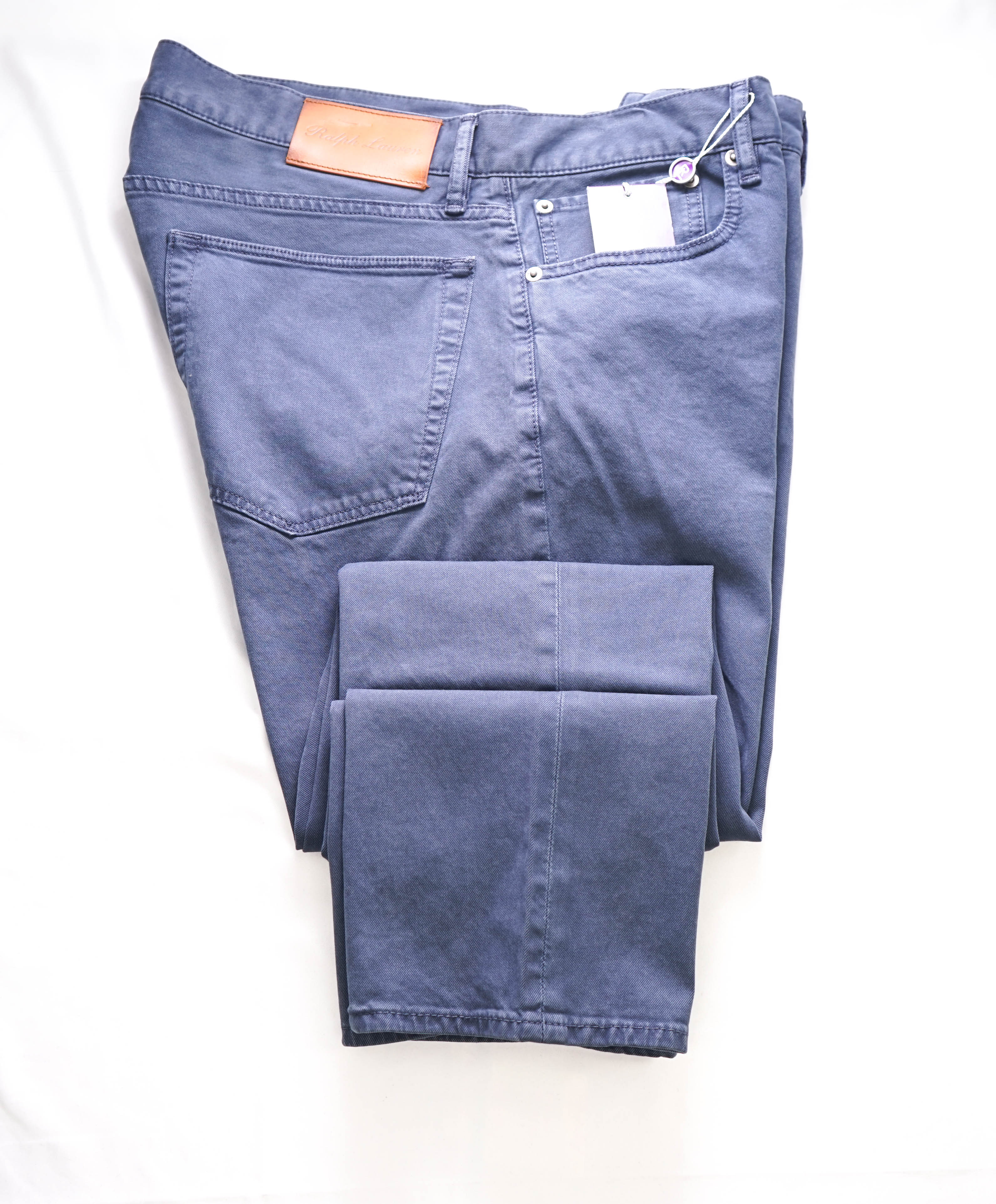 RALPH LAUREN PURPLE LABEL - Steel Blue Cotton 5-Pocket Pants - 36W 32L