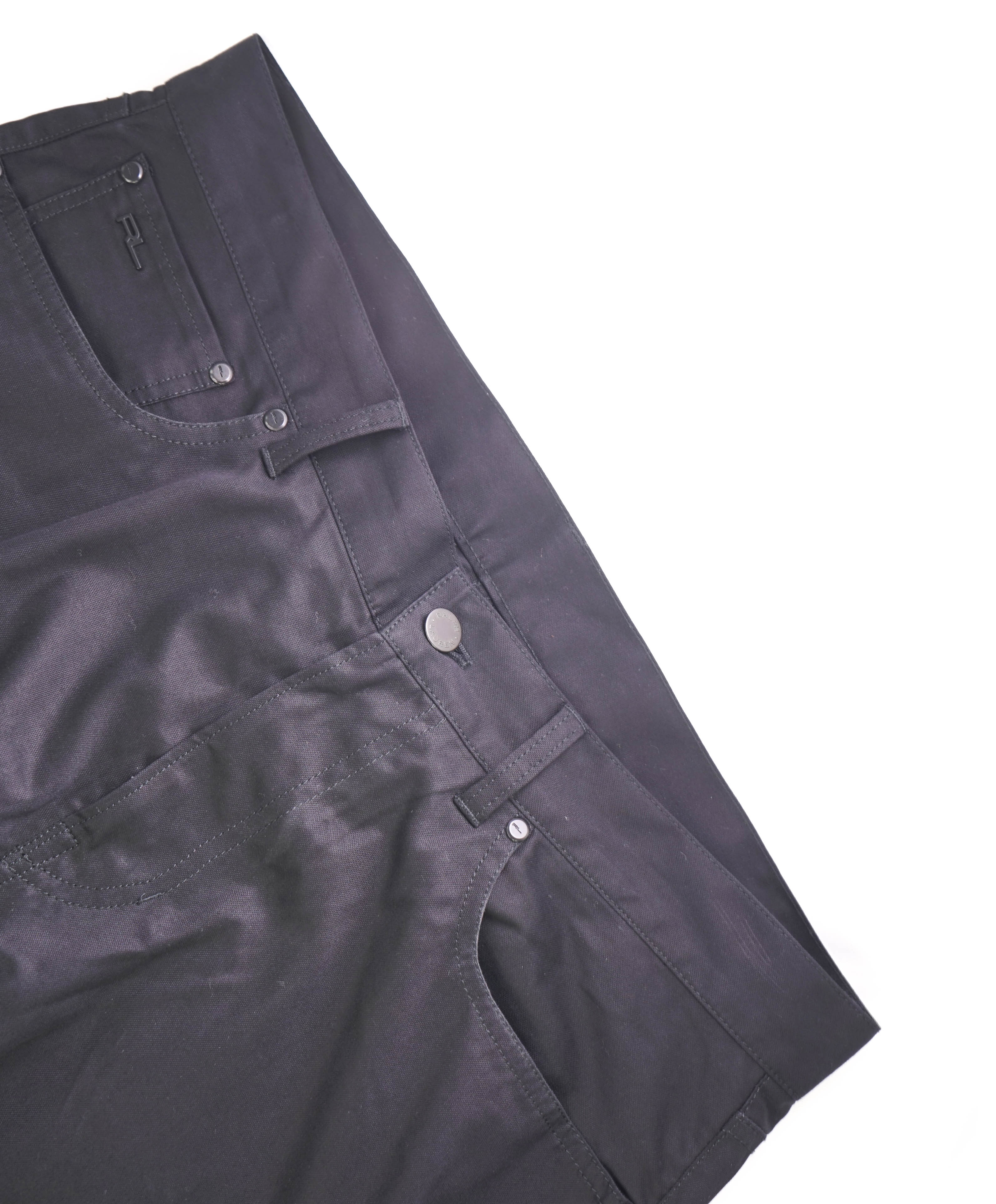 RALPH LAUREN BLACK LABEL - Black Cotton 5-Pocket Chino Pants  - 34W