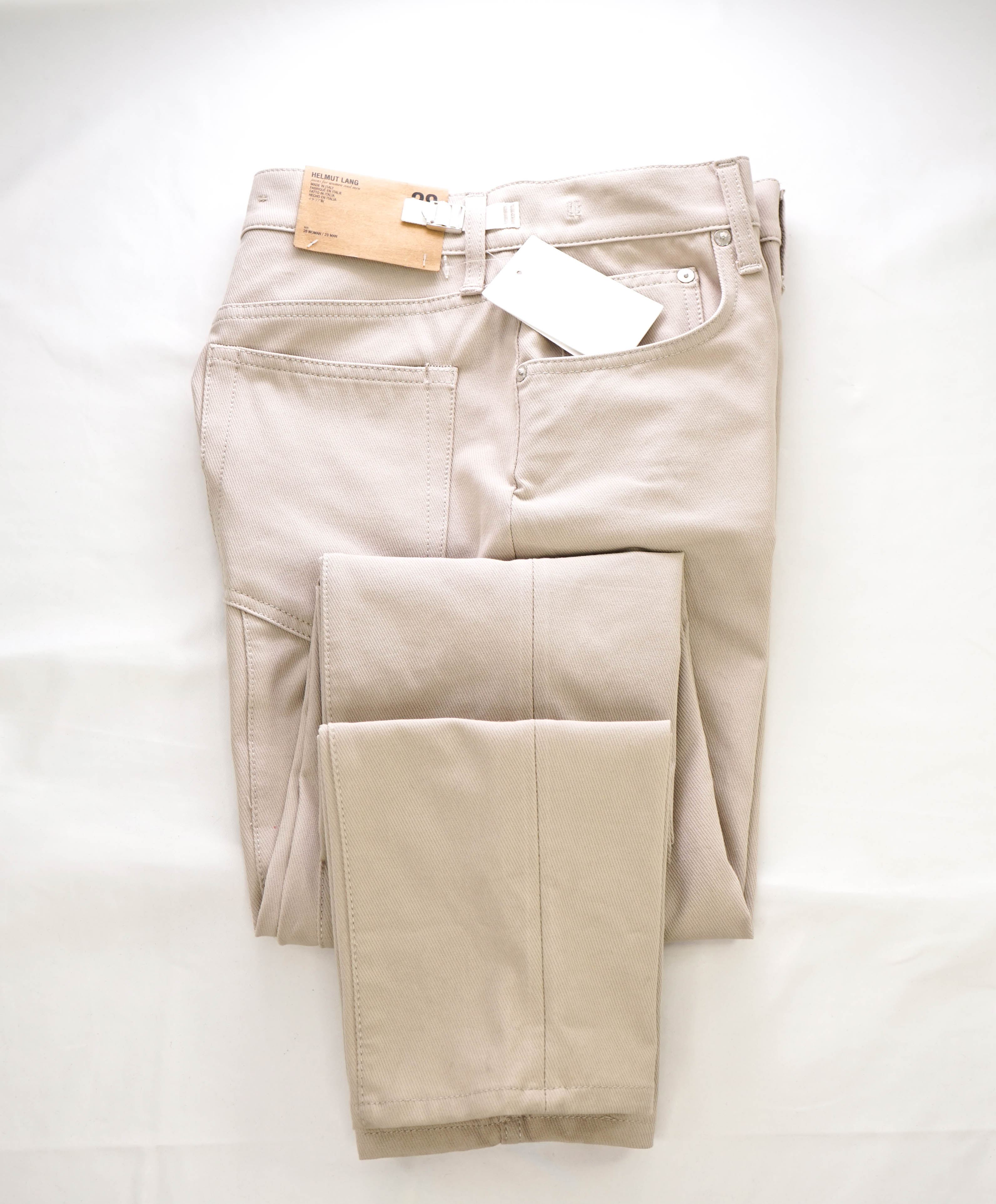 HELMUT LANG - Femme Hi Rider SUEDE / COTTON twill slim-leg pants - 28 (6 US)