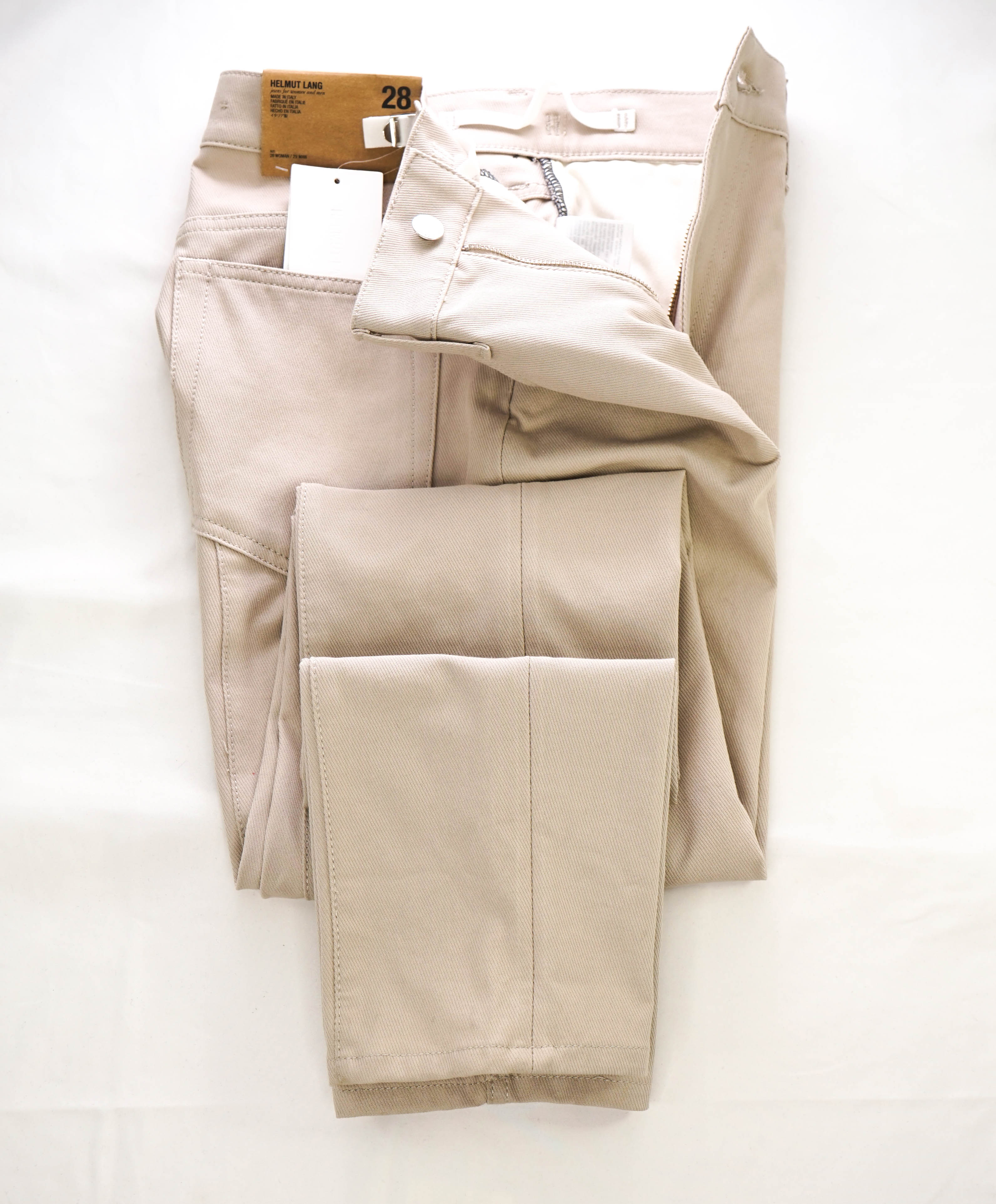 HELMUT LANG - Femme Hi Rider SUEDE / COTTON twill slim-leg pants - 28 (6 US)