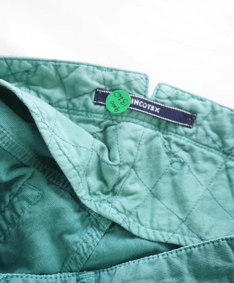 INCOTEX - "COTTON / LINEN" Mint Green 5-Pocket LOGO Premium Pants - 34W