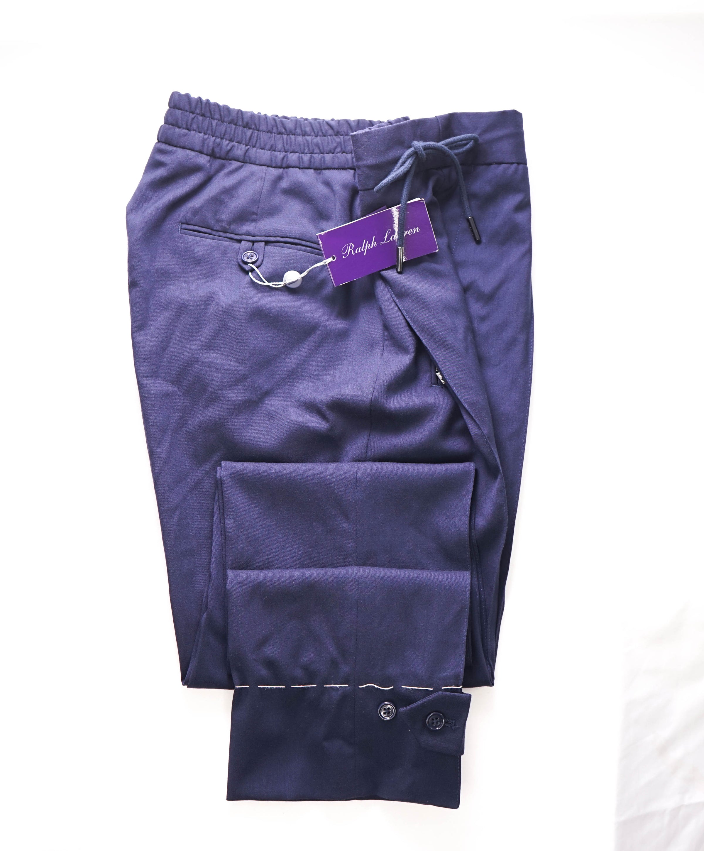 RALPH LAUREN PURPLE LABEL - Wool Flannel Joggers Flat Front Pants