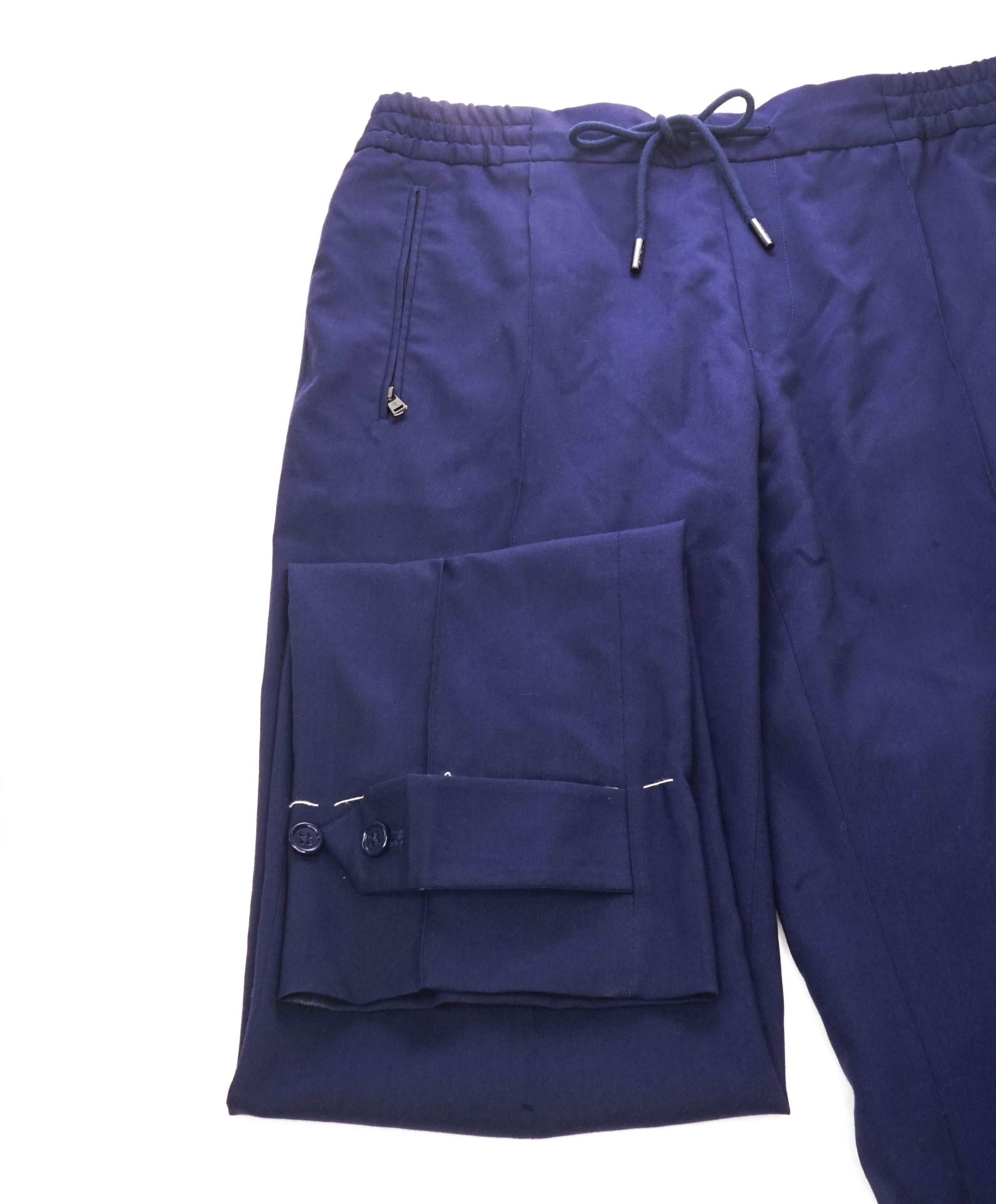 RALPH LAUREN PURPLE LABEL - Wool Flannel Joggers Flat Front Pants