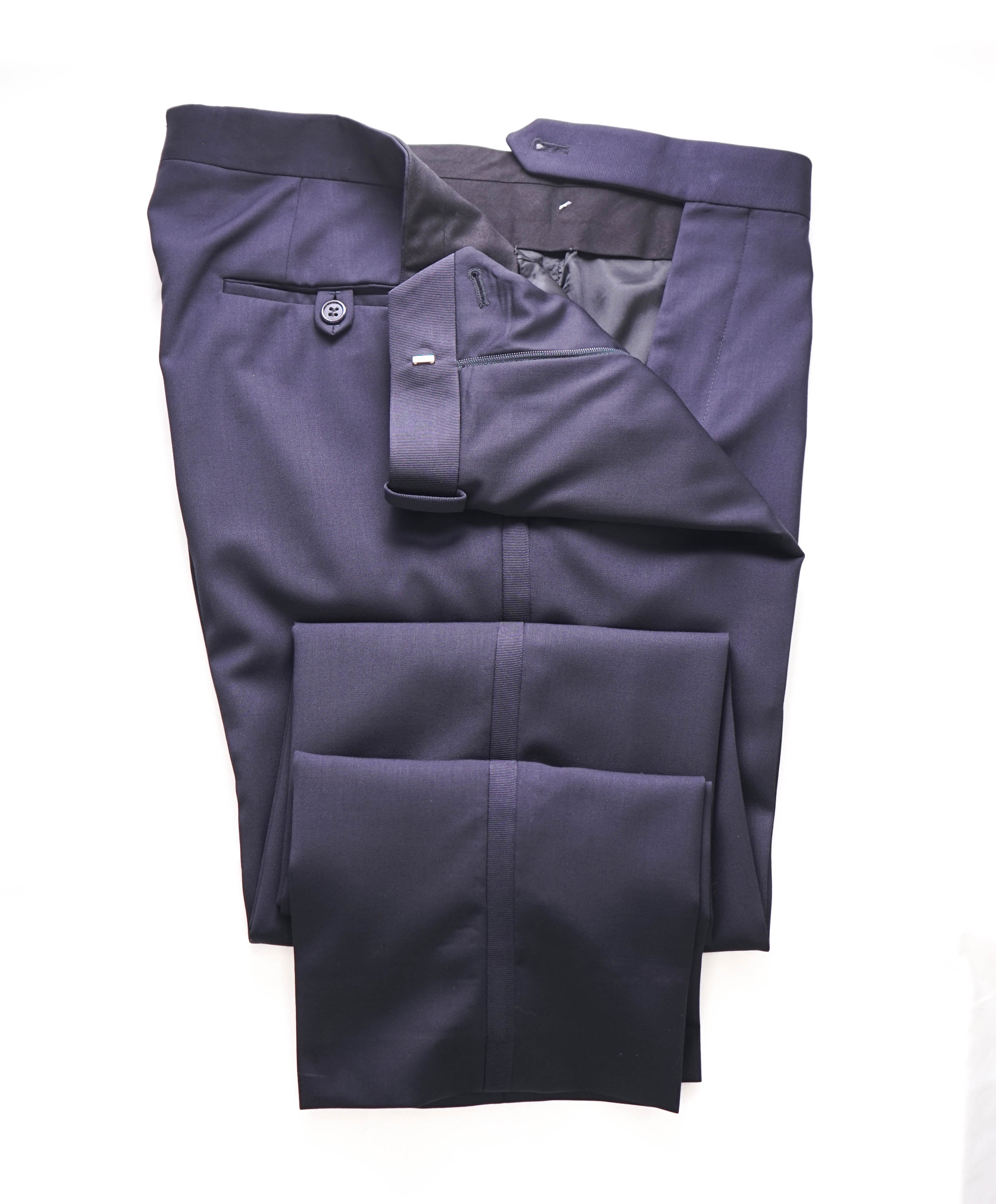 SAMUELSOHN - "SUPER 120's" Navy Blue TUX Dinner Flat Front Pants - 34W