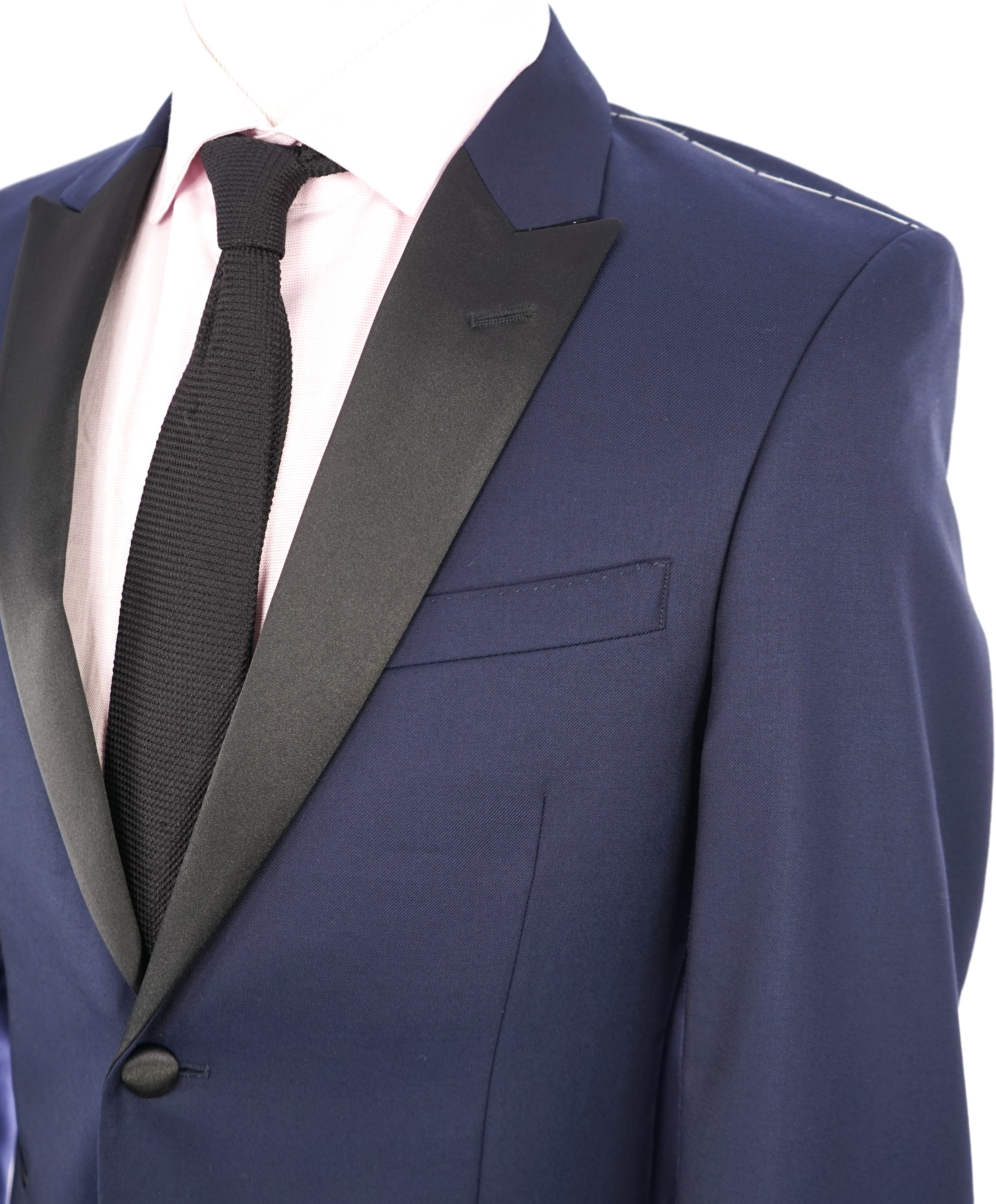 IKE BEHAR - Notch Lapel Classic Blue 2-Button Tuxedo Dinner Jacket - 38S