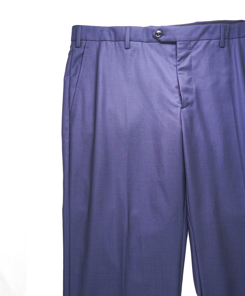 GIORGIO ARMANI - *MICRO CHECK* Blue Flat Front Dress Dinner Pants - 38W