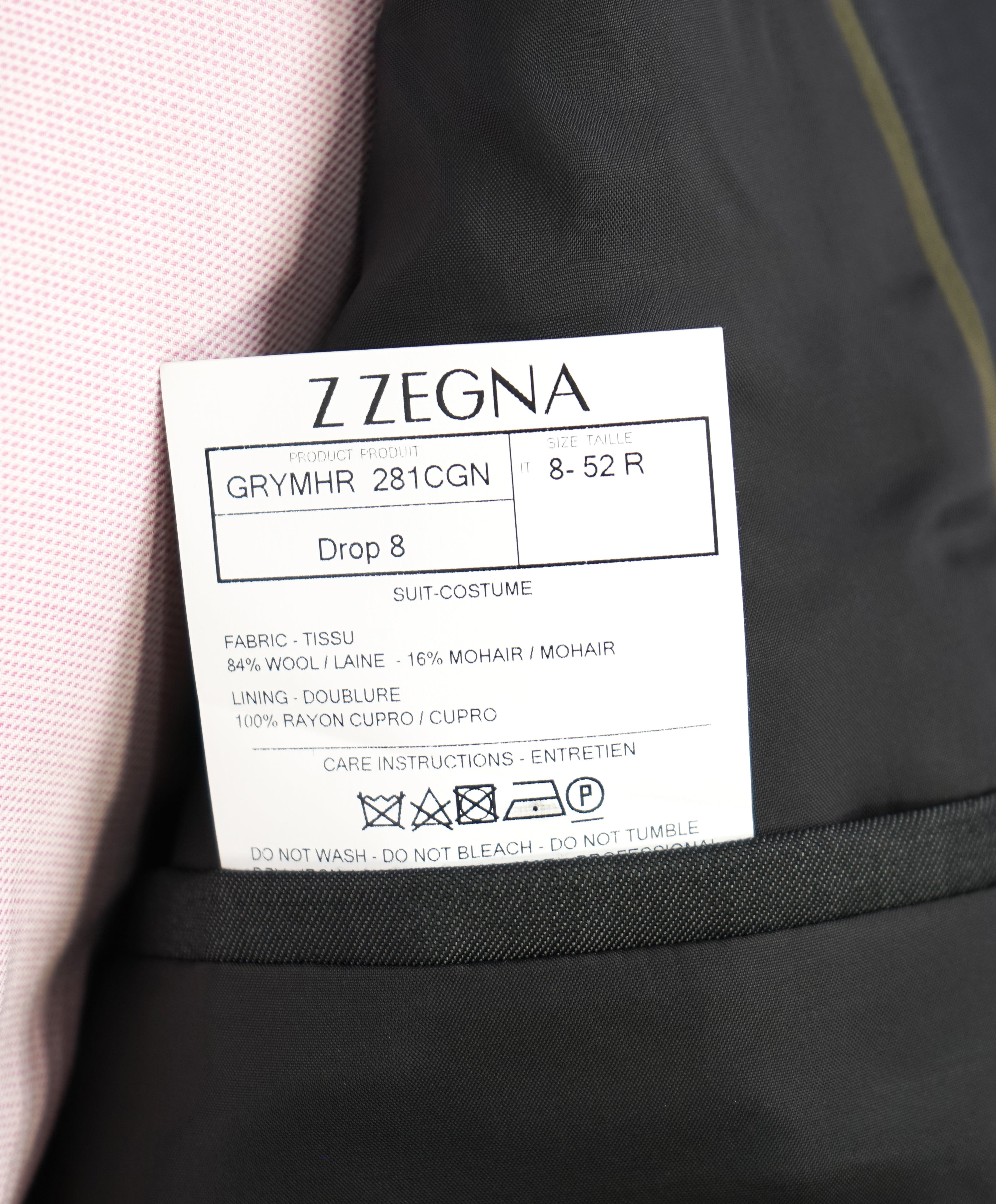 Z ZEGNA - MOHAIR Blend Gray Drop 8 Slim Wool Suit - 42R